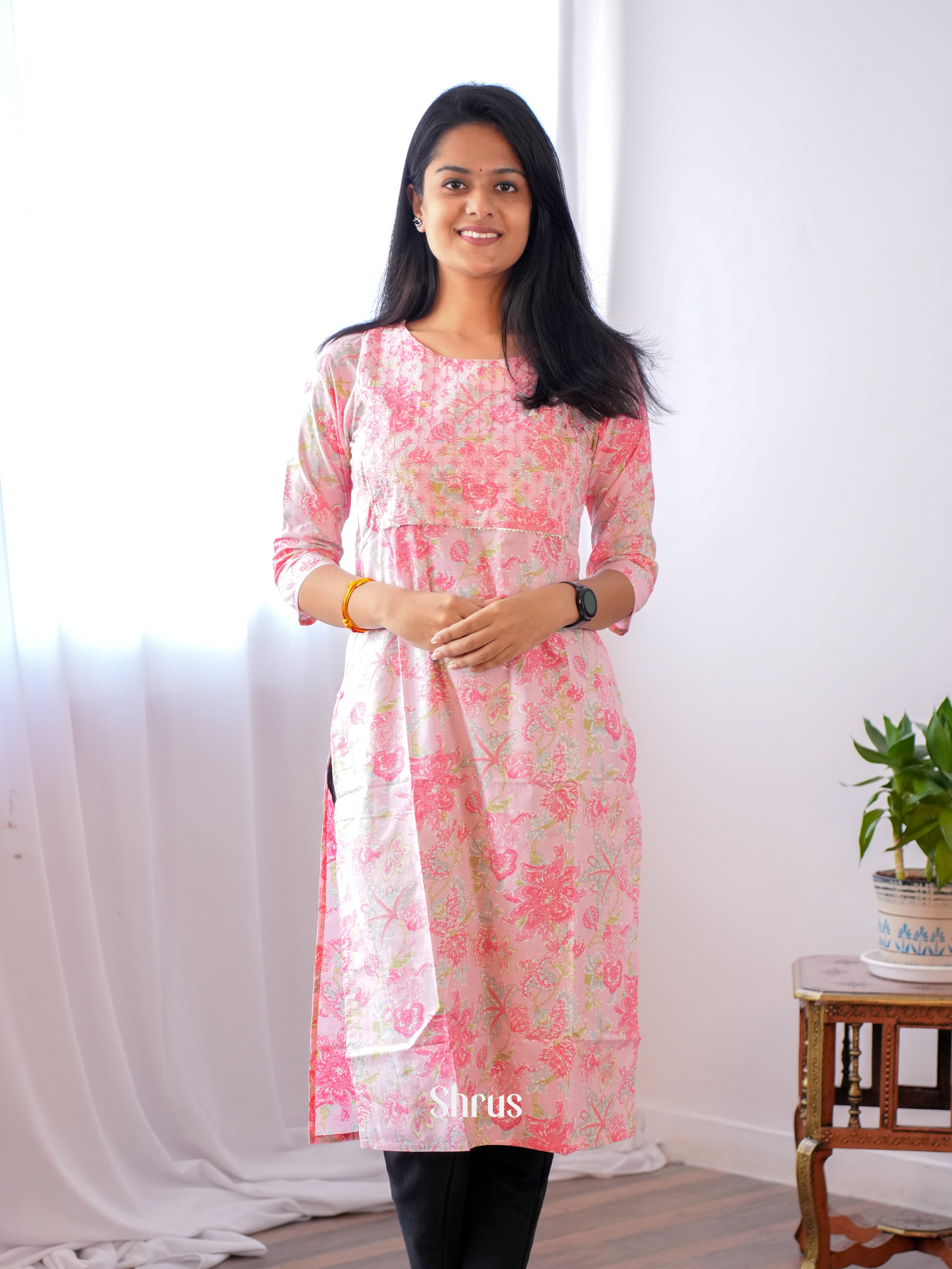 Pink - Readymade Kurti - Shop on ShrusEternity.com
