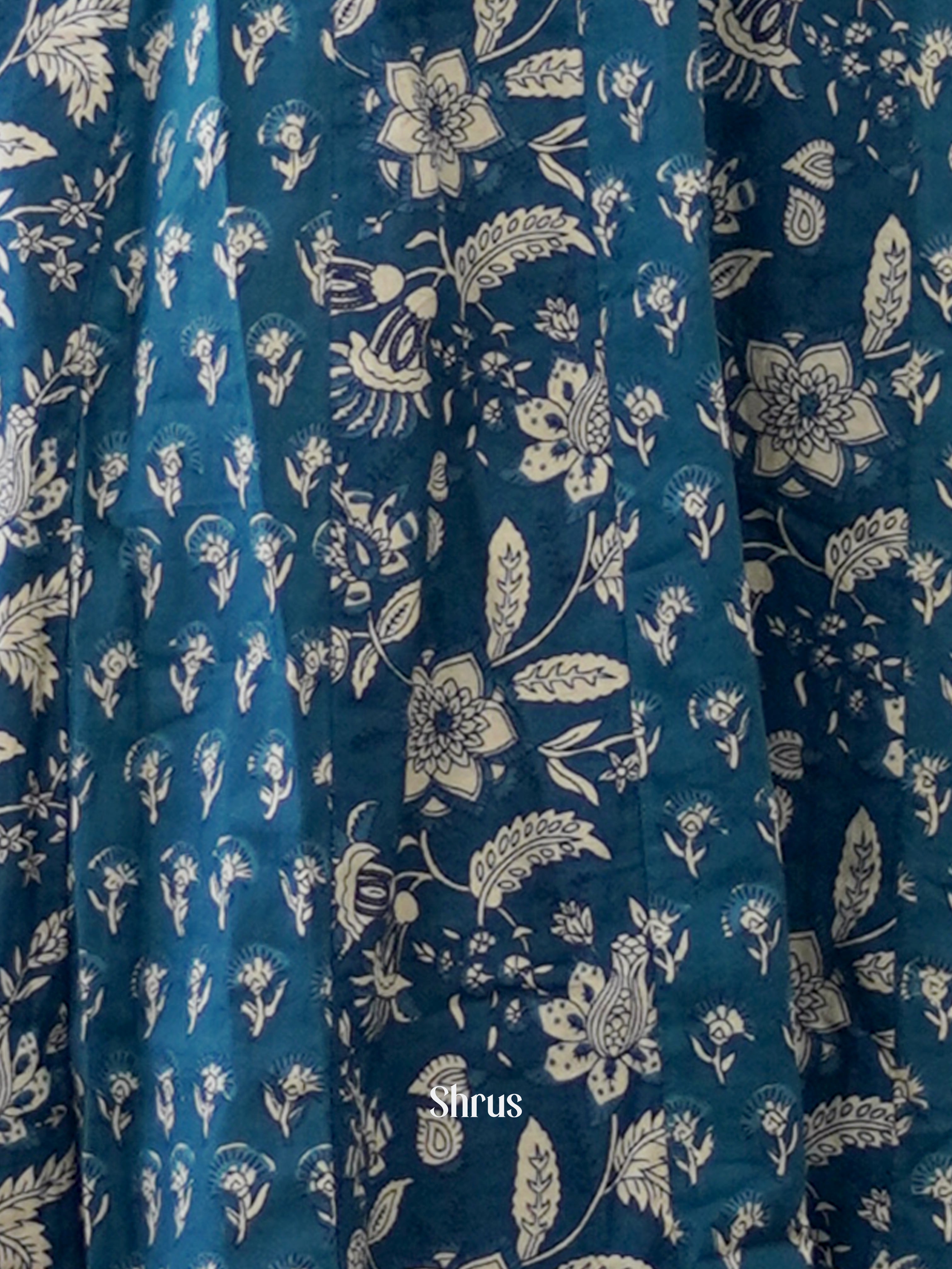 Blue - Anarkali printed Readymade Kurti - Shop on ShrusEternity.com