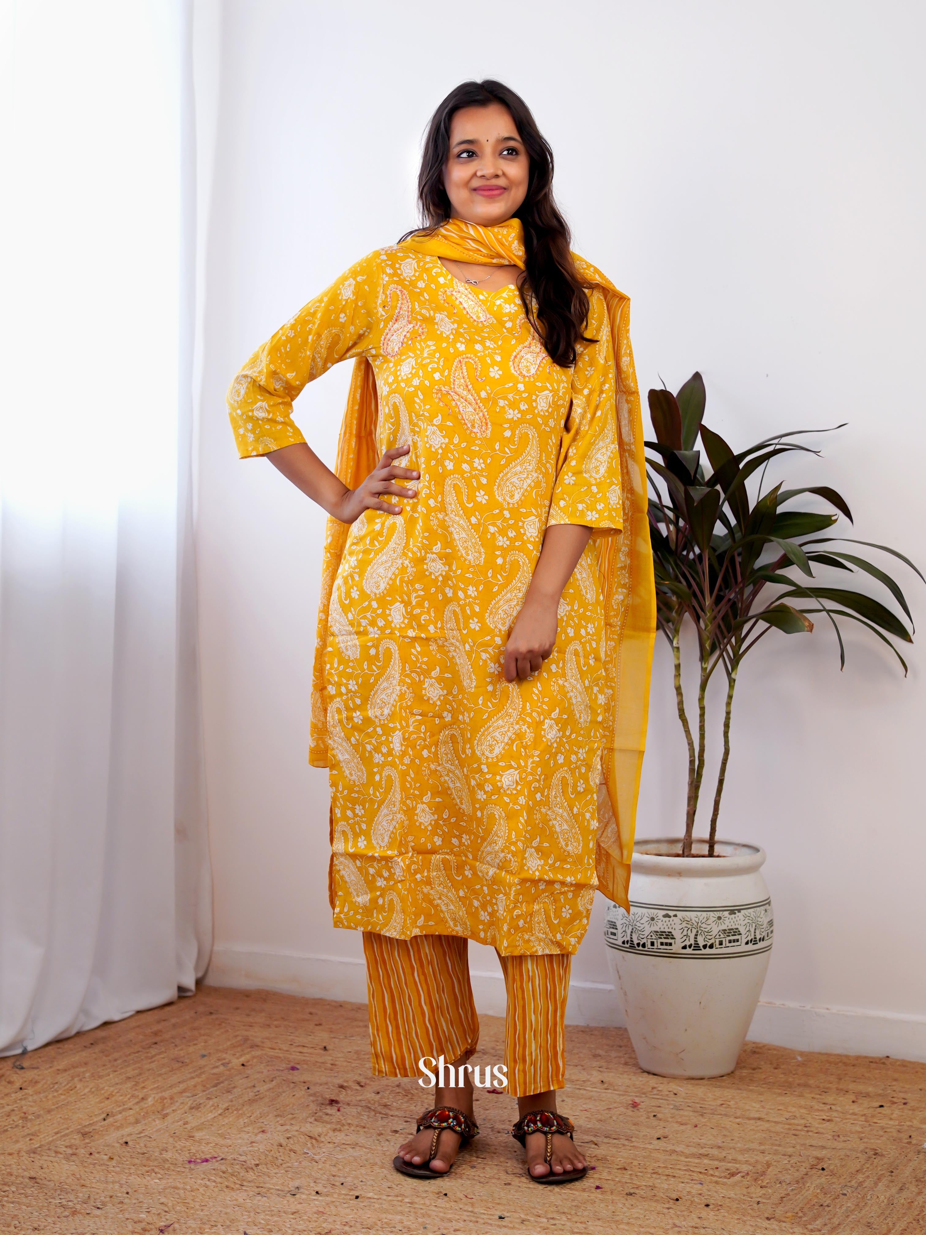 Mustard - 3pc Casual Readymade Suits - Shop on ShrusEternity.com