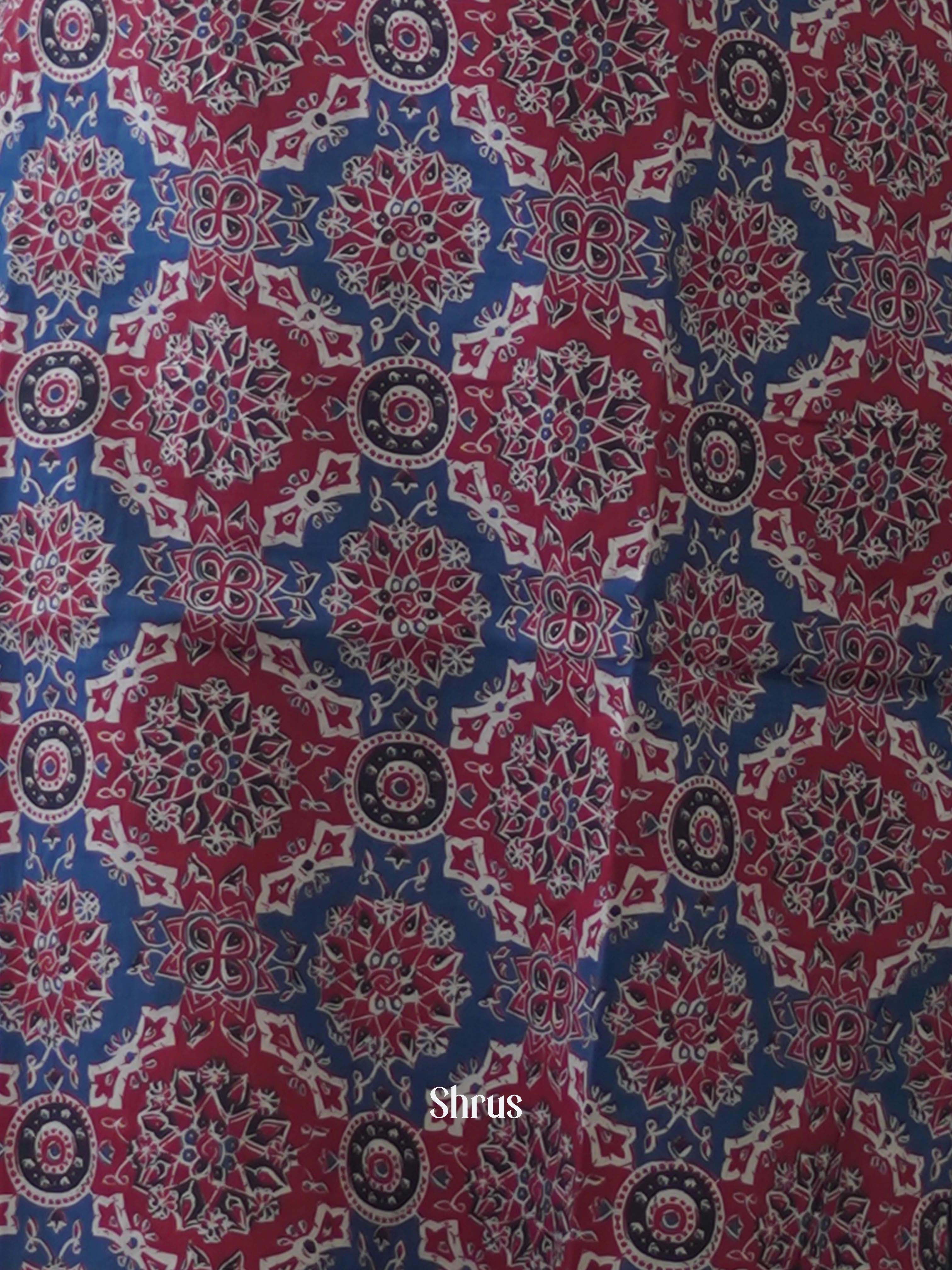 Blue - 3pc Ajrakh Printed Readymade Suits - Shop on ShrusEternity.com