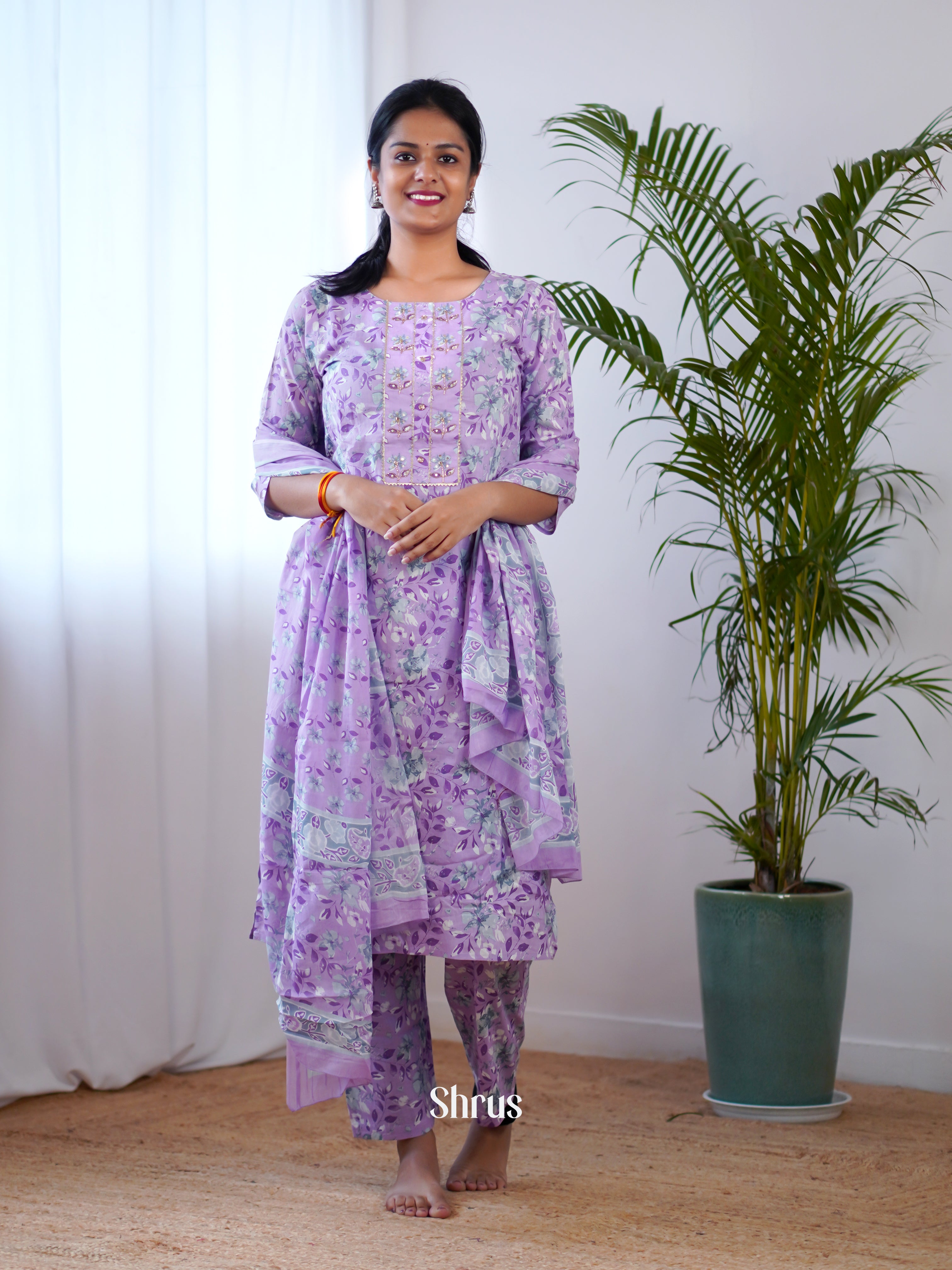 Purple - 3pc printed Readymade Suits - Shop on ShrusEternity.com