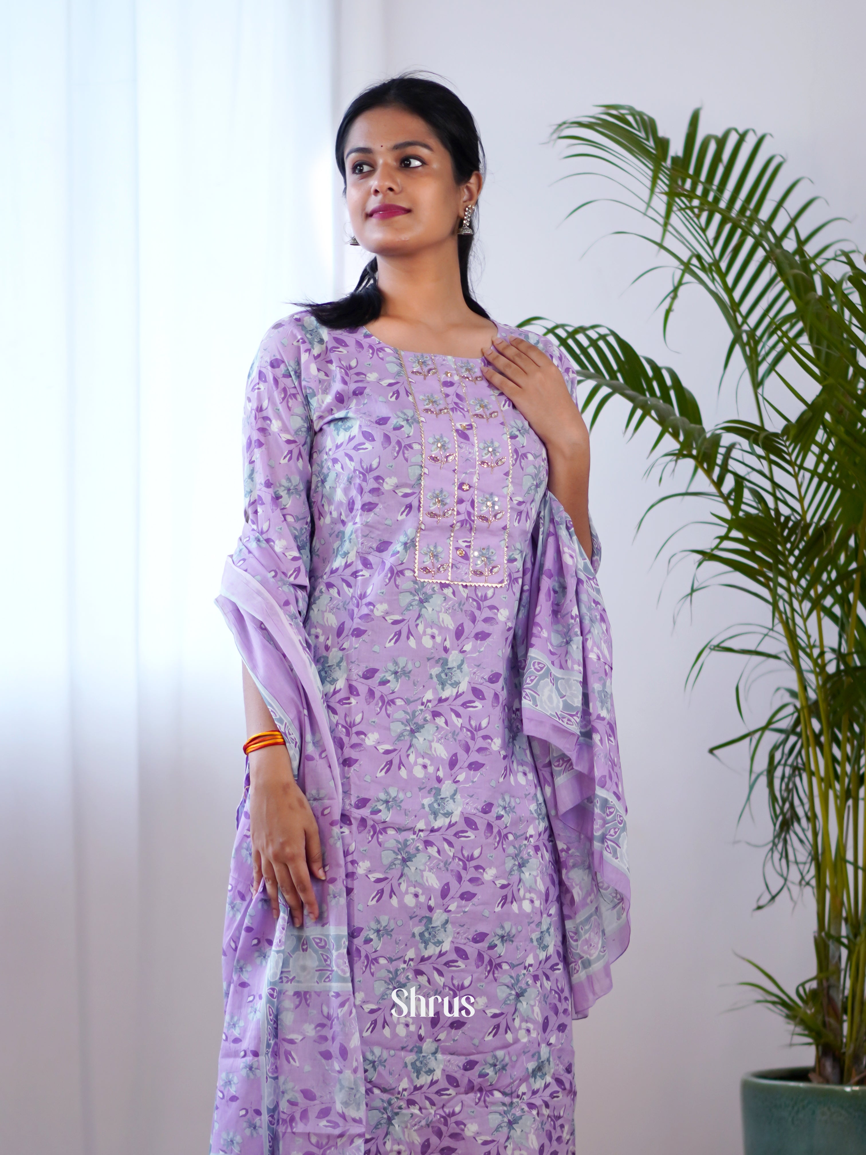 Purple - 3pc printed Readymade Suits - Shop on ShrusEternity.com