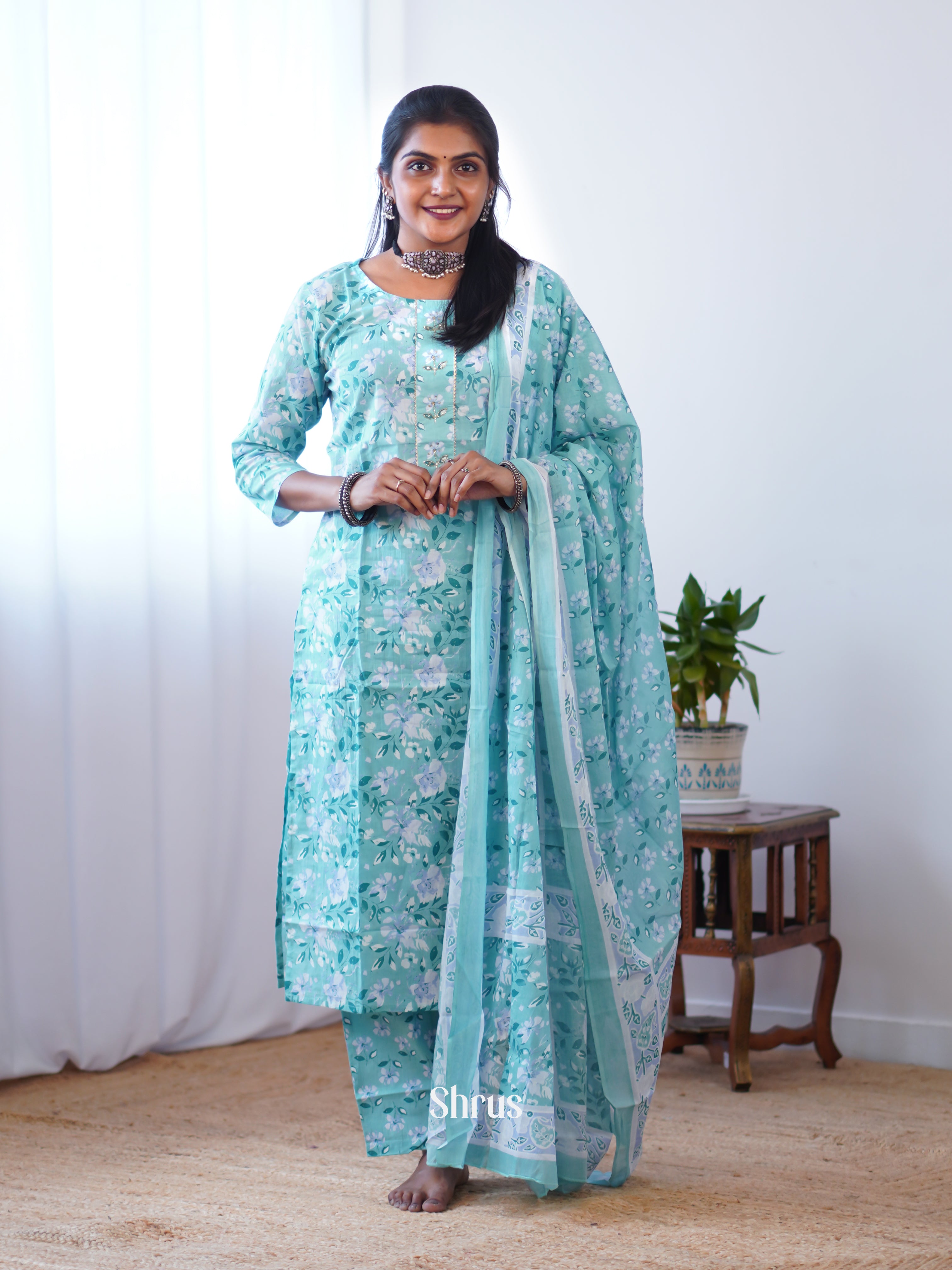 Teal-3pc Casual Readymade Suits - Shop on ShrusEternity.com