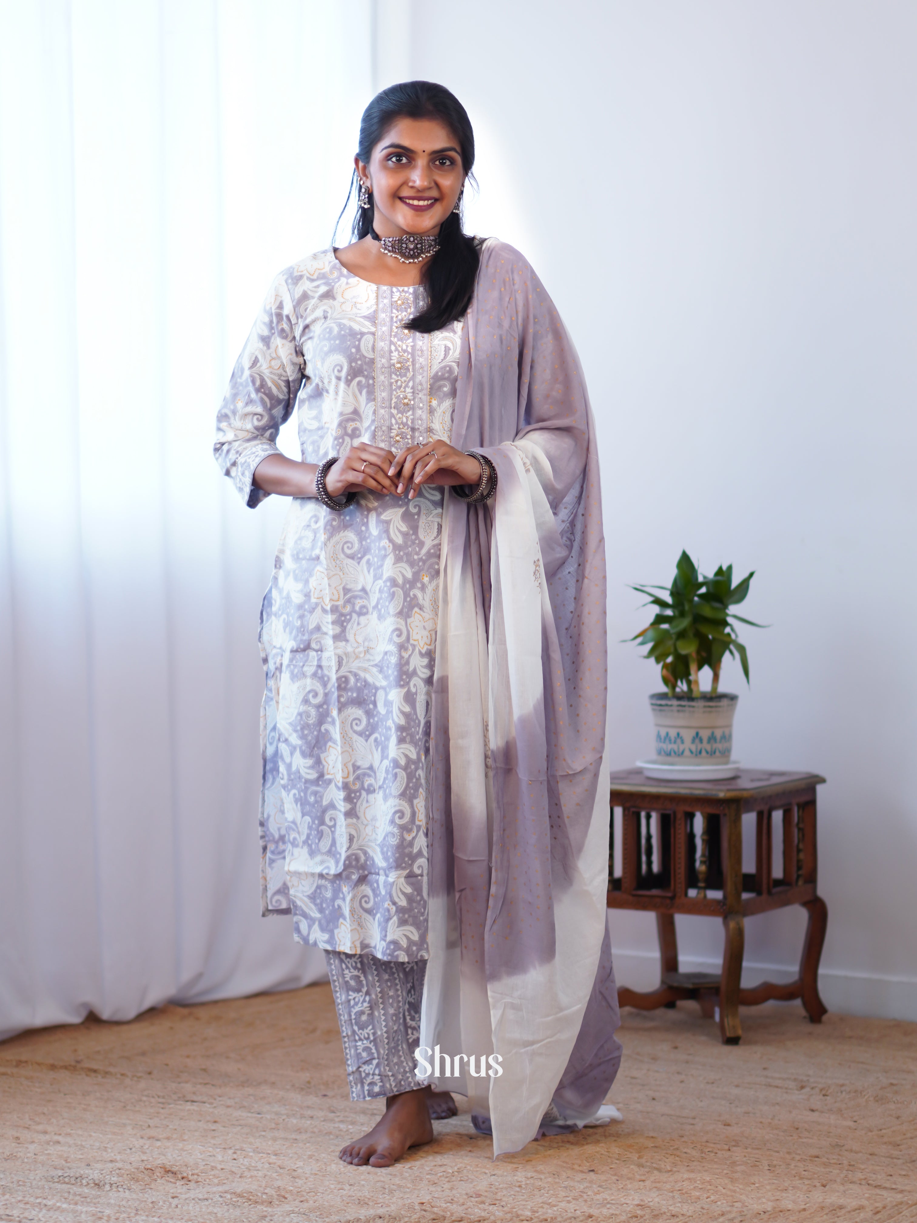 Grey & Cream - 3pc Casual Readymade Suits - Shop on ShrusEternity.com