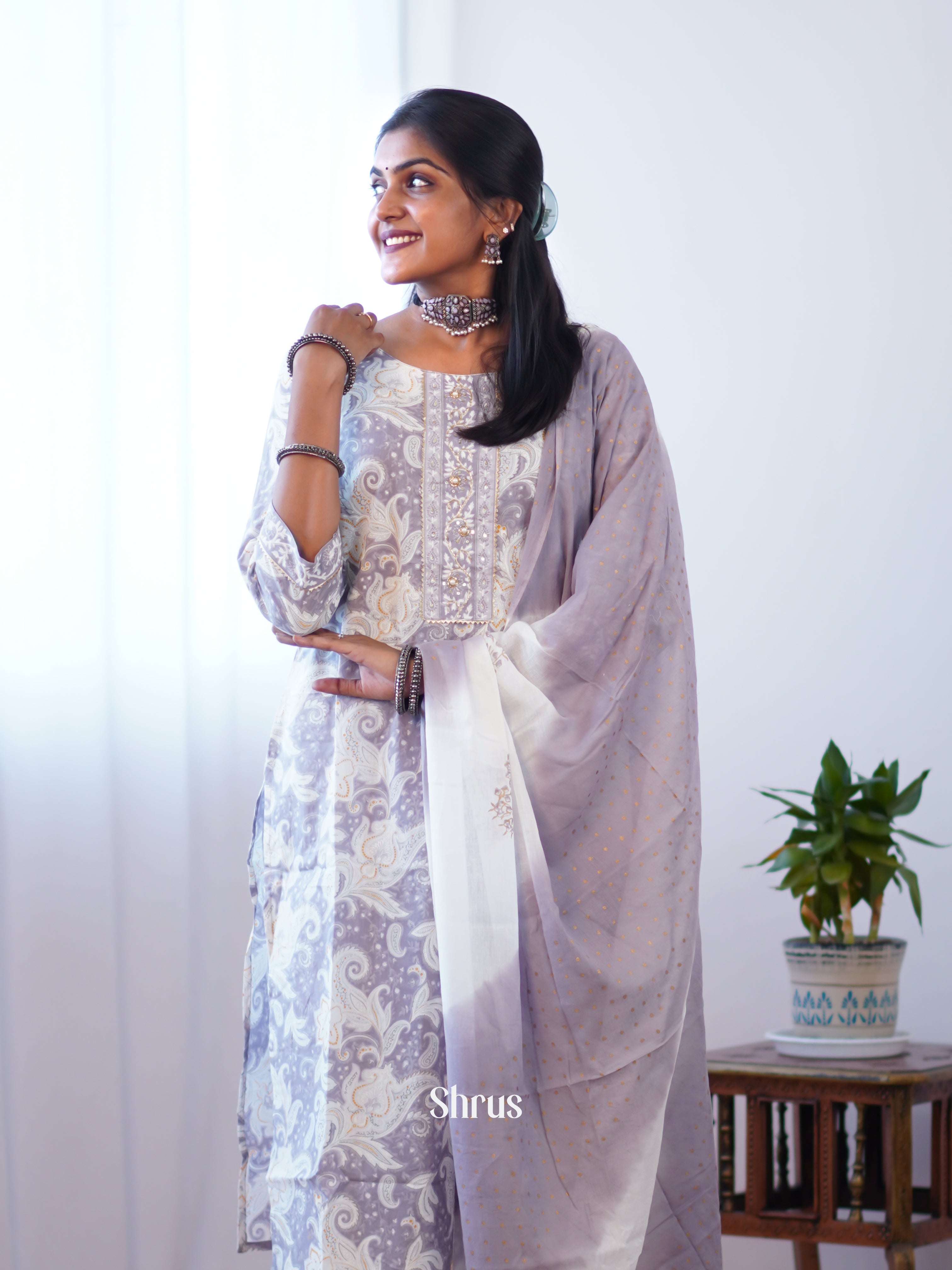 Grey & Cream - 3pc Casual Readymade Suits - Shop on ShrusEternity.com