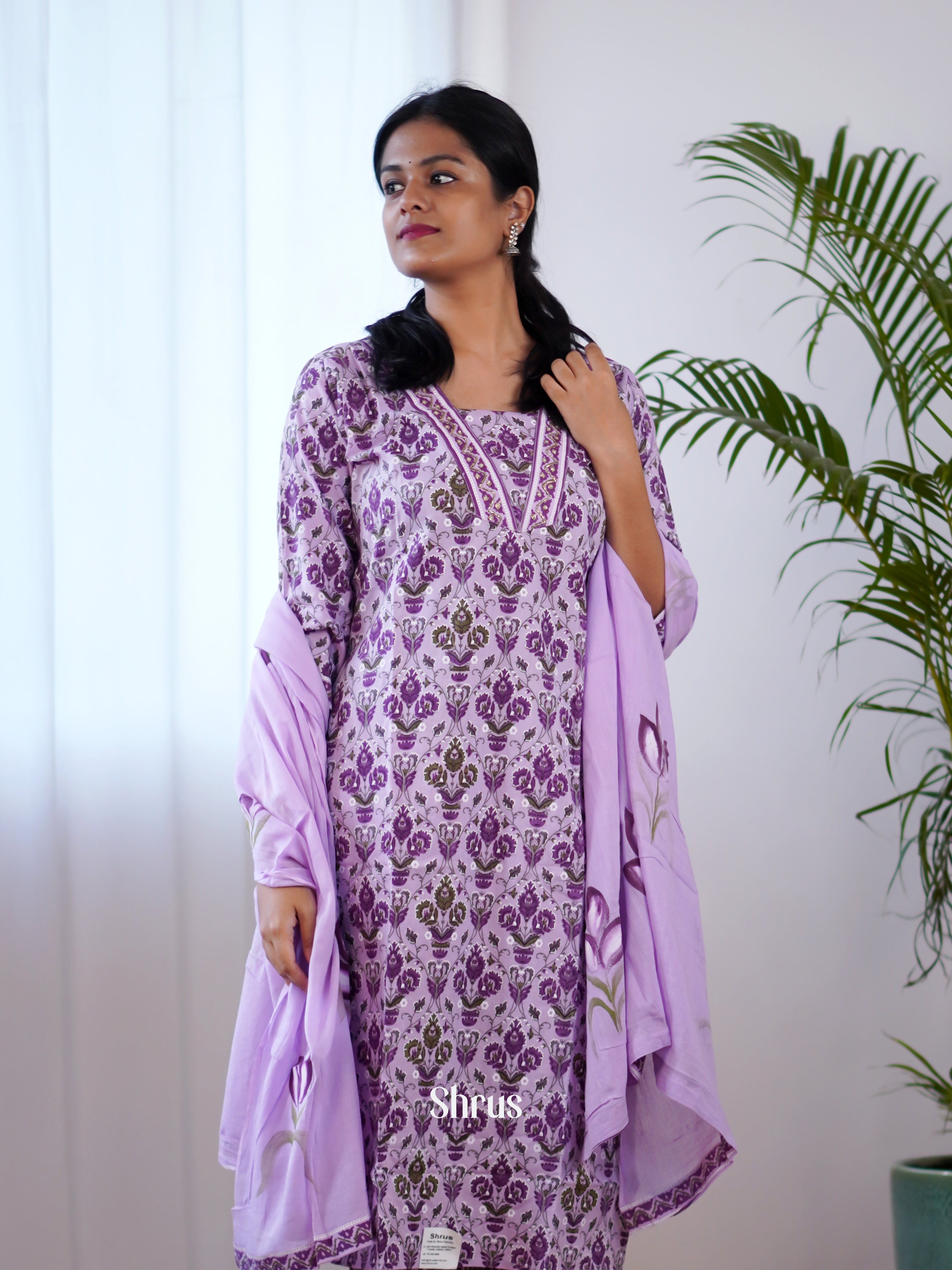 Purple - 3pc printed Readymade Suits - Shop on ShrusEternity.com