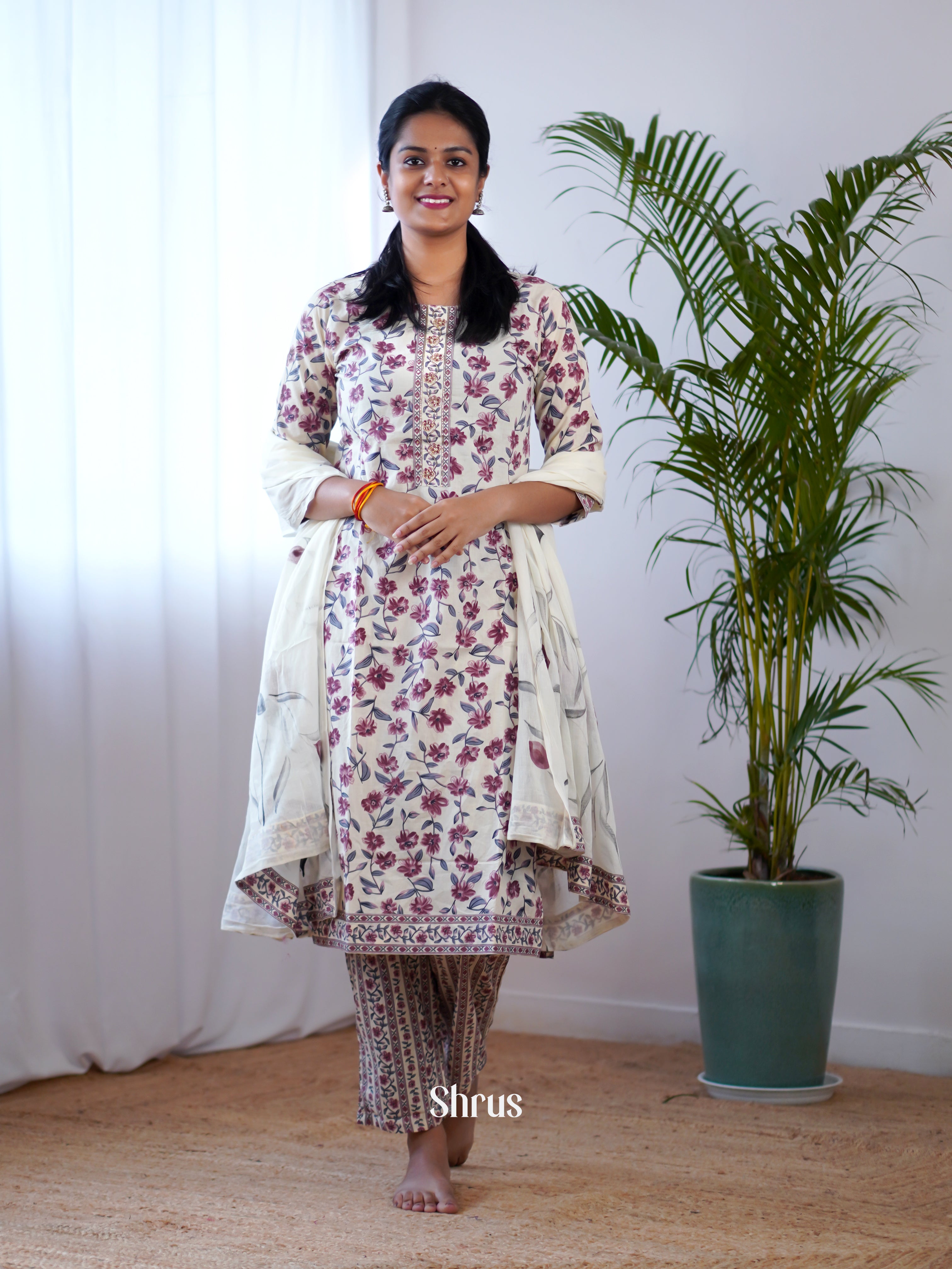 White & Maroon - 3pc Readymade Suits - Shop on ShrusEternity.com