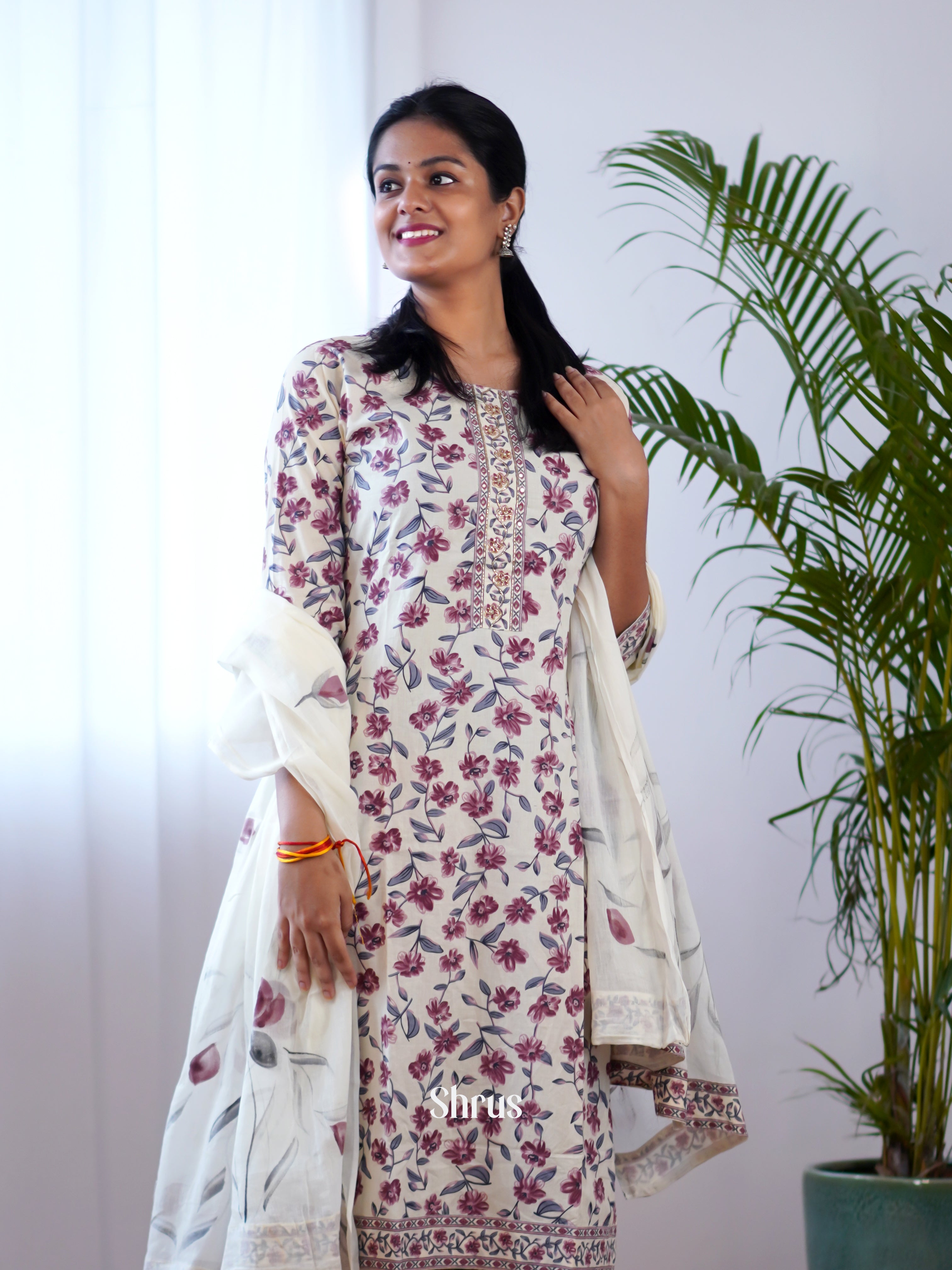 White & Maroon - 3pc Readymade Suits - Shop on ShrusEternity.com