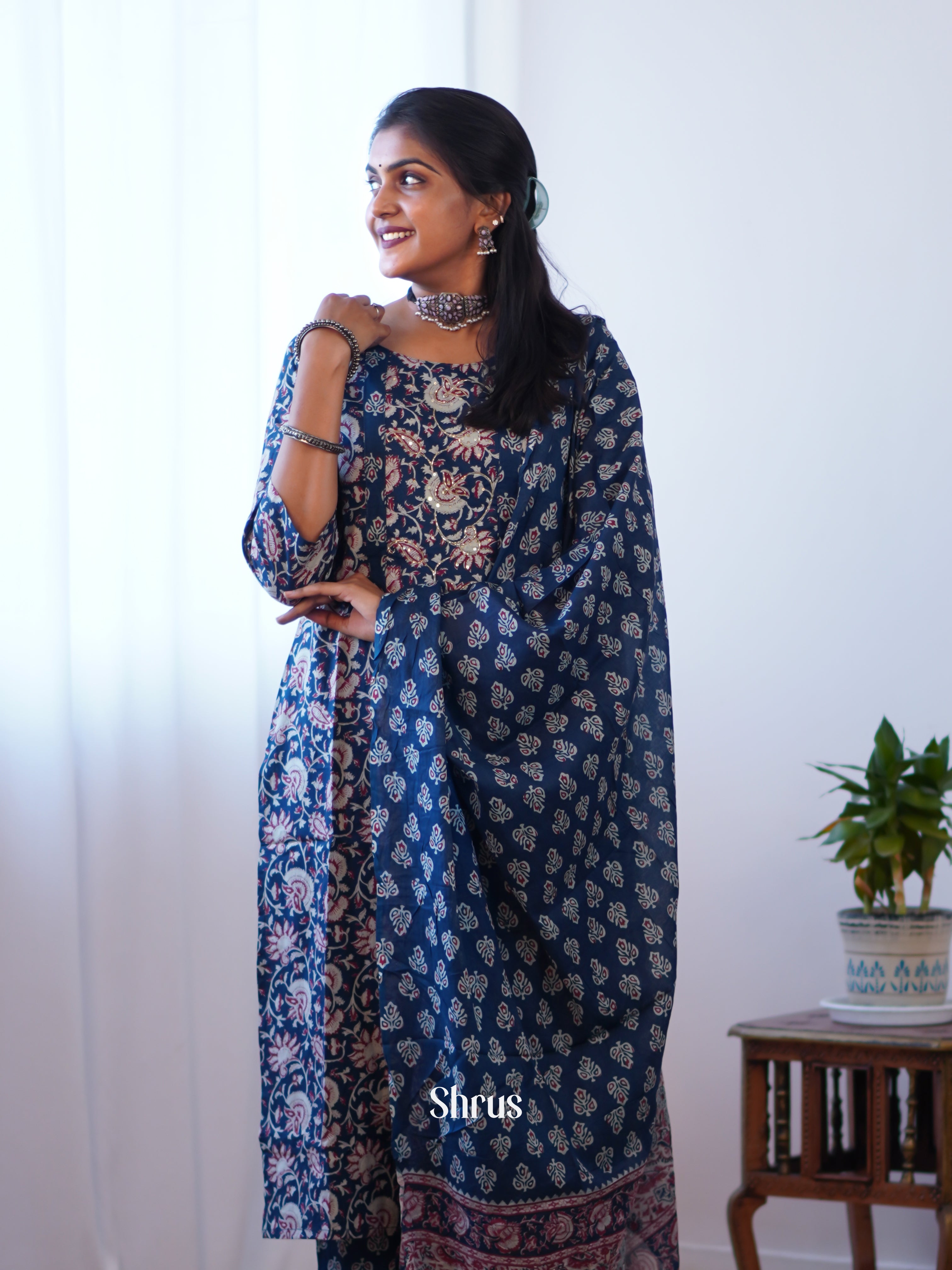 Blue -3pc Casual Printed adymade Suits - Shop on ShrusEternity.com
