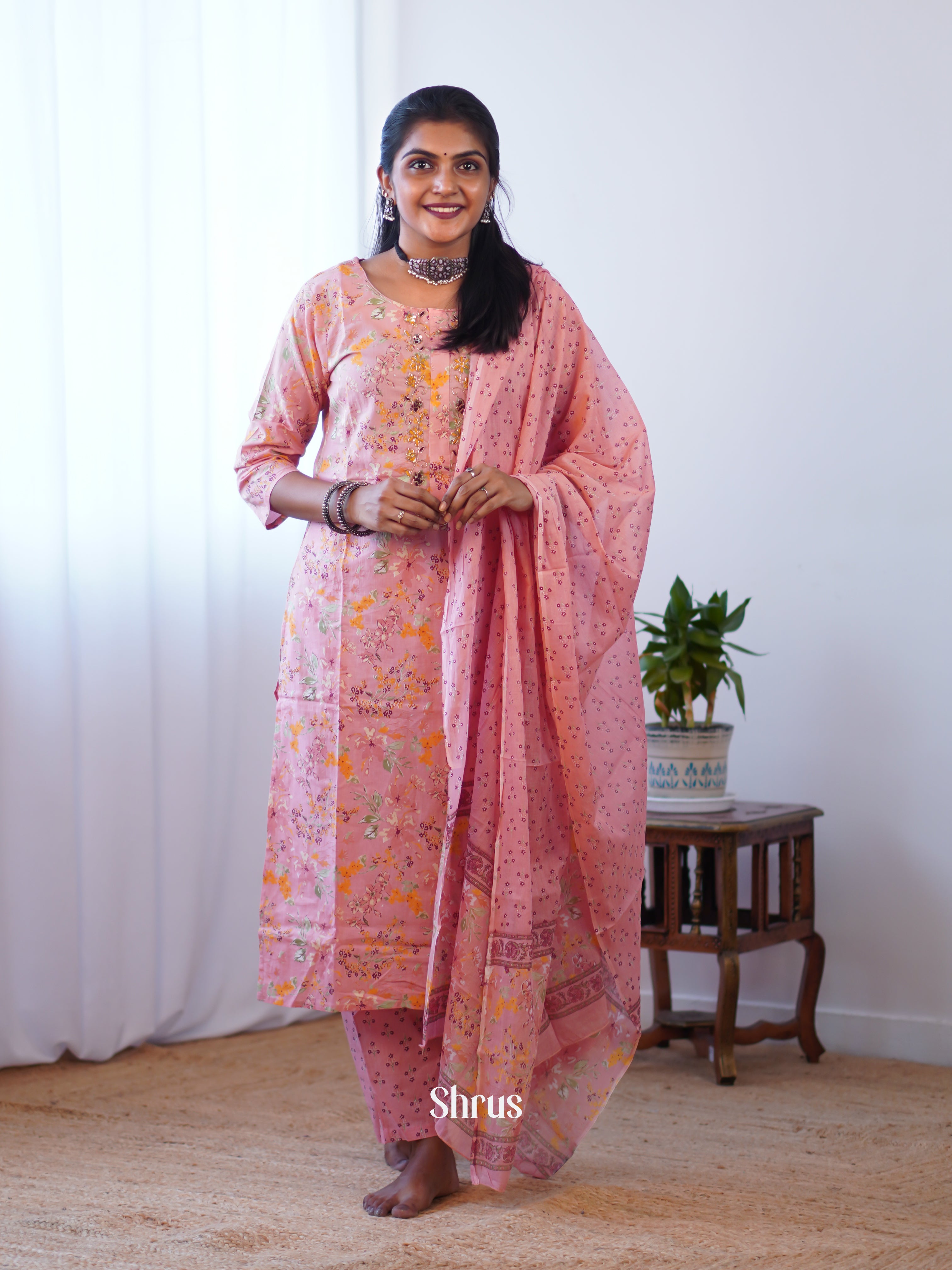 Pink - Casual Printed 3pc Readymade Suits - Shop on ShrusEternity.com