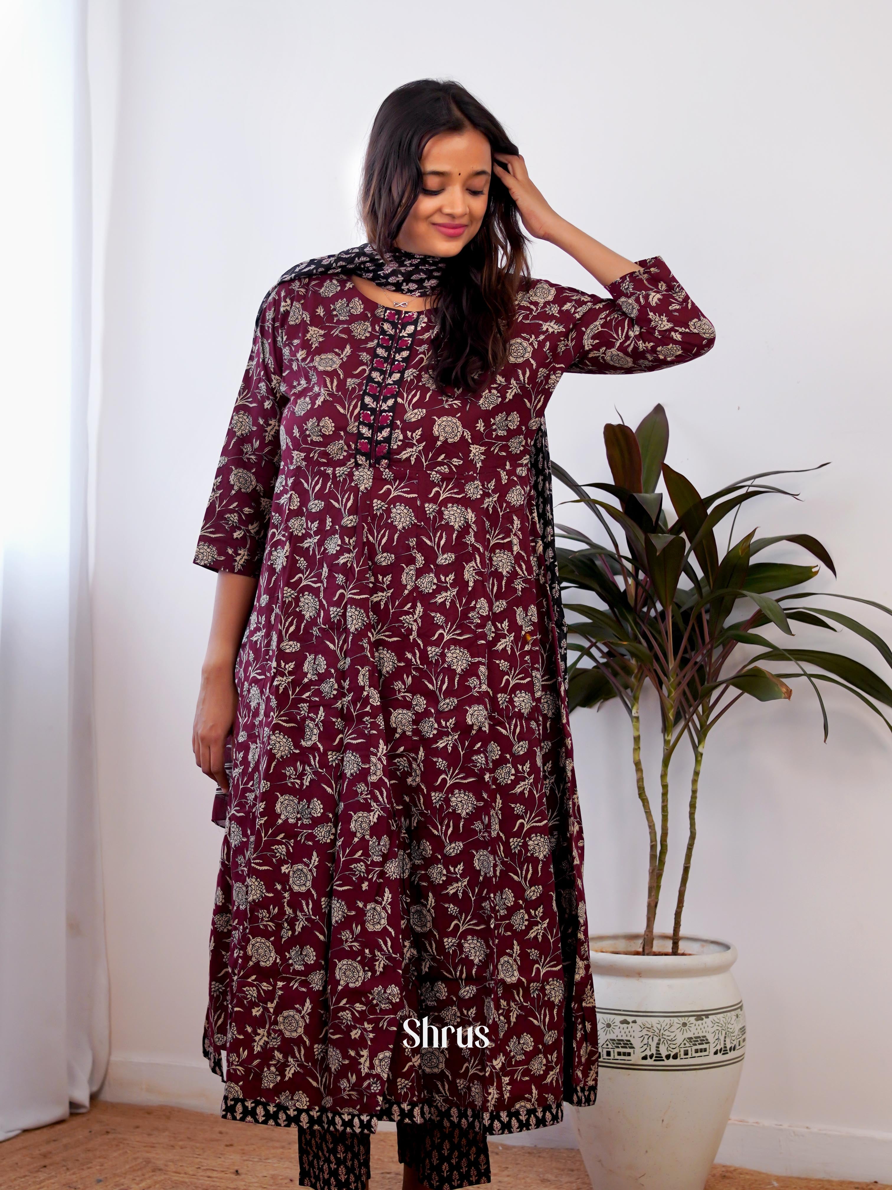 Brown - 3pc Festive Readymade Suits - Shop on ShrusEternity.com