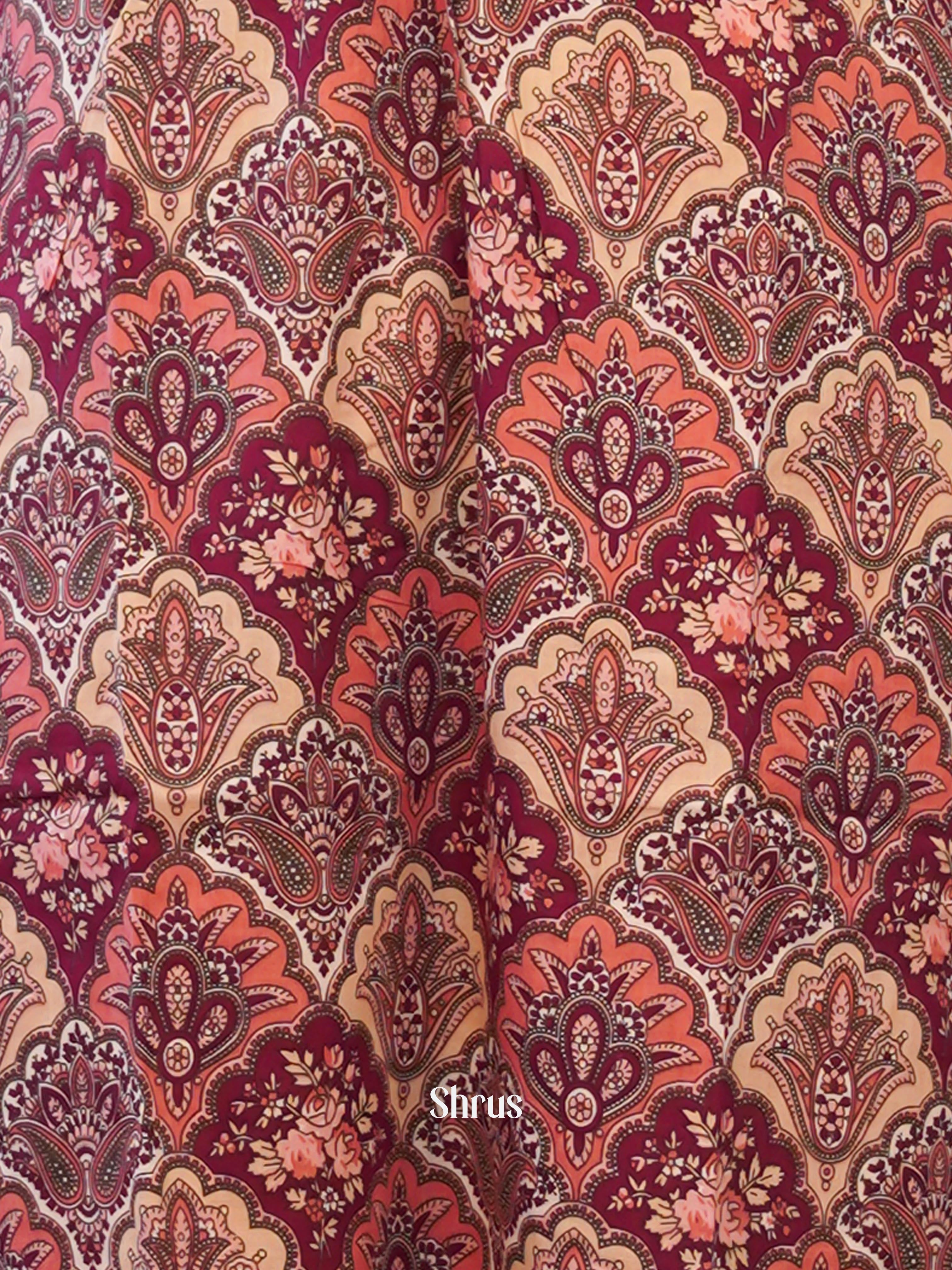 Maroon -3pc Ajrakh block printed Readymade Suits - Shop on ShrusEternity.com