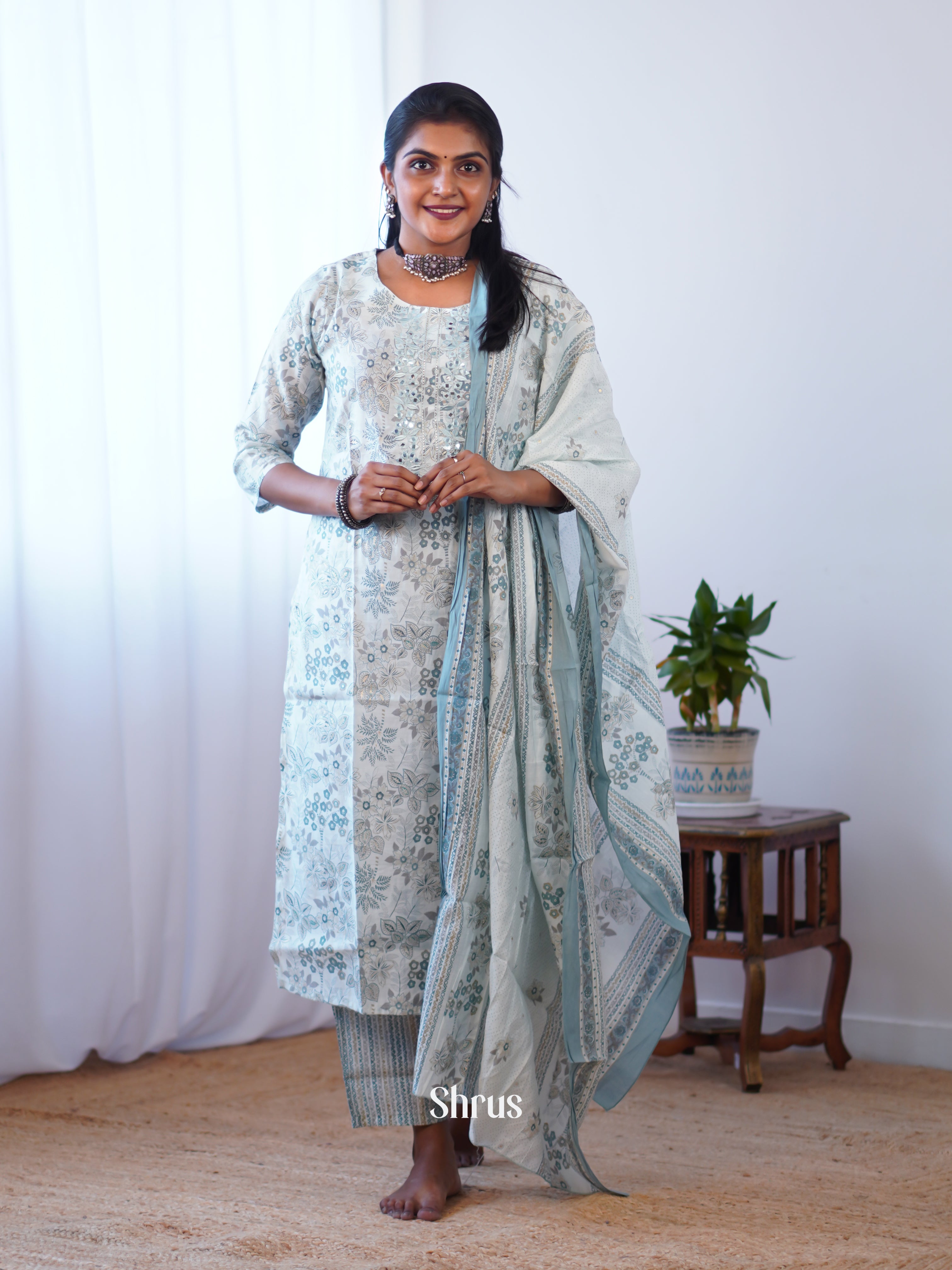 Cream & Grey- Readymade Suits - Shop on ShrusEternity.com