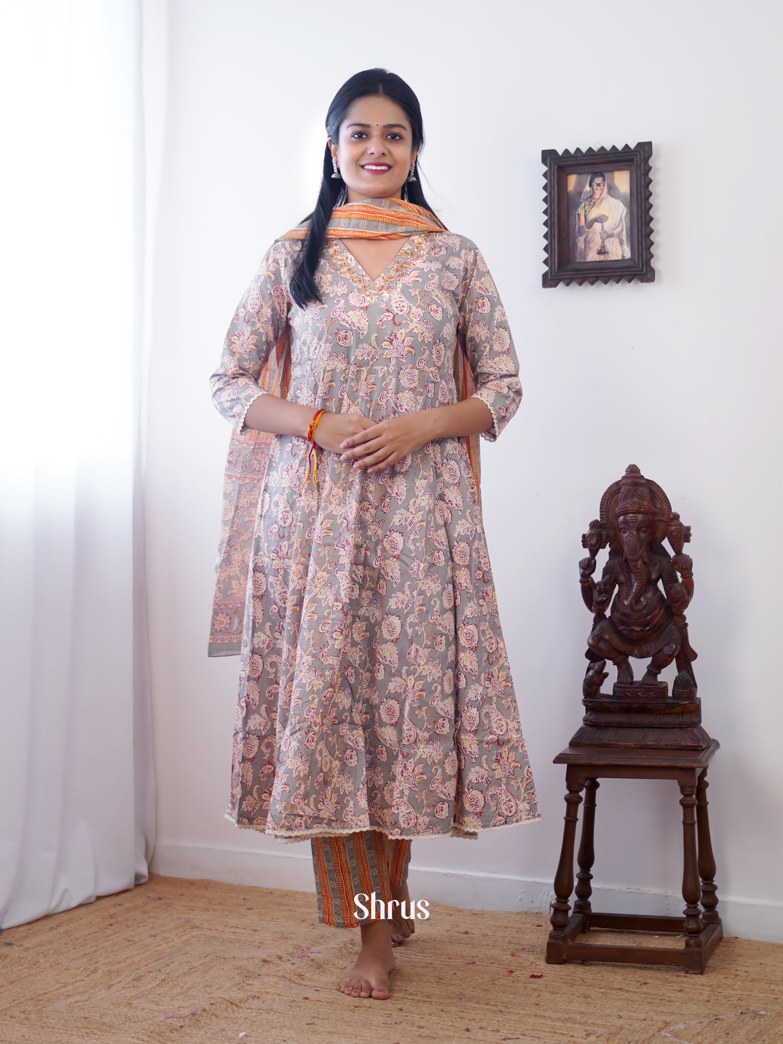 Grey -3pc Festive Readymade Suits - Shop on ShrusEternity.com