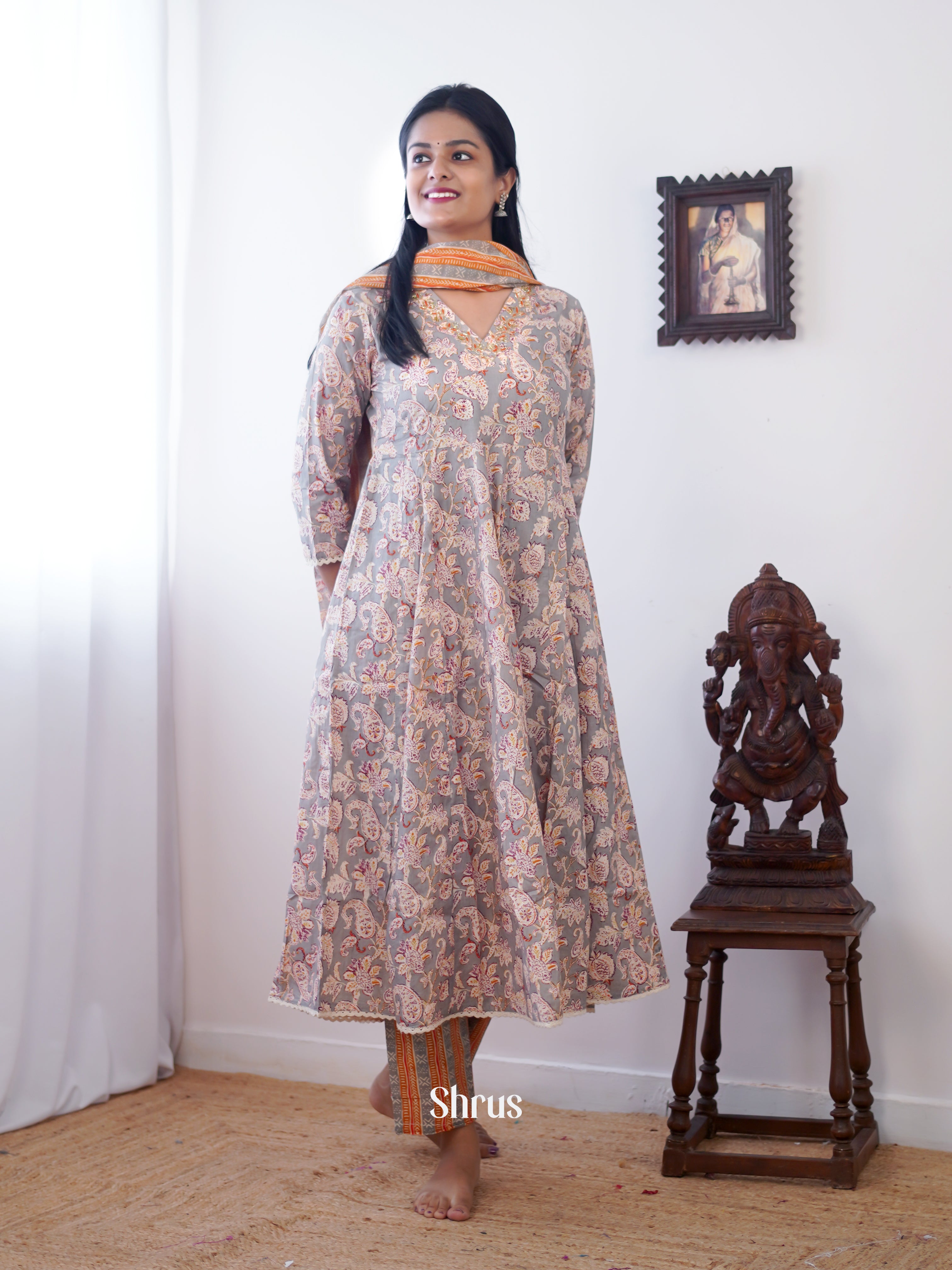Grey -3pc Festive Readymade Suits - Shop on ShrusEternity.com
