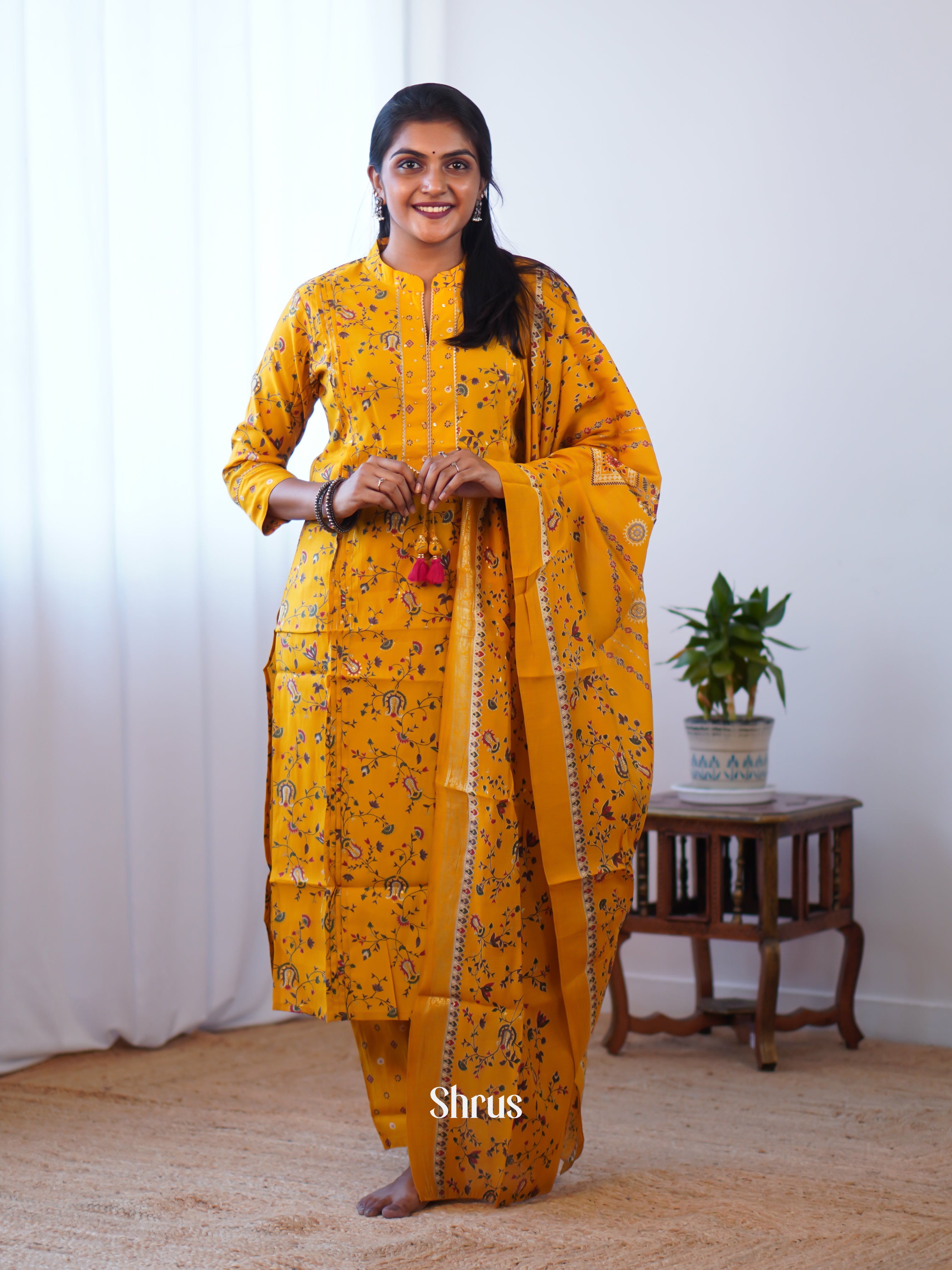 Mustard - 3pc printed Readymade Suits - Shop on ShrusEternity.com