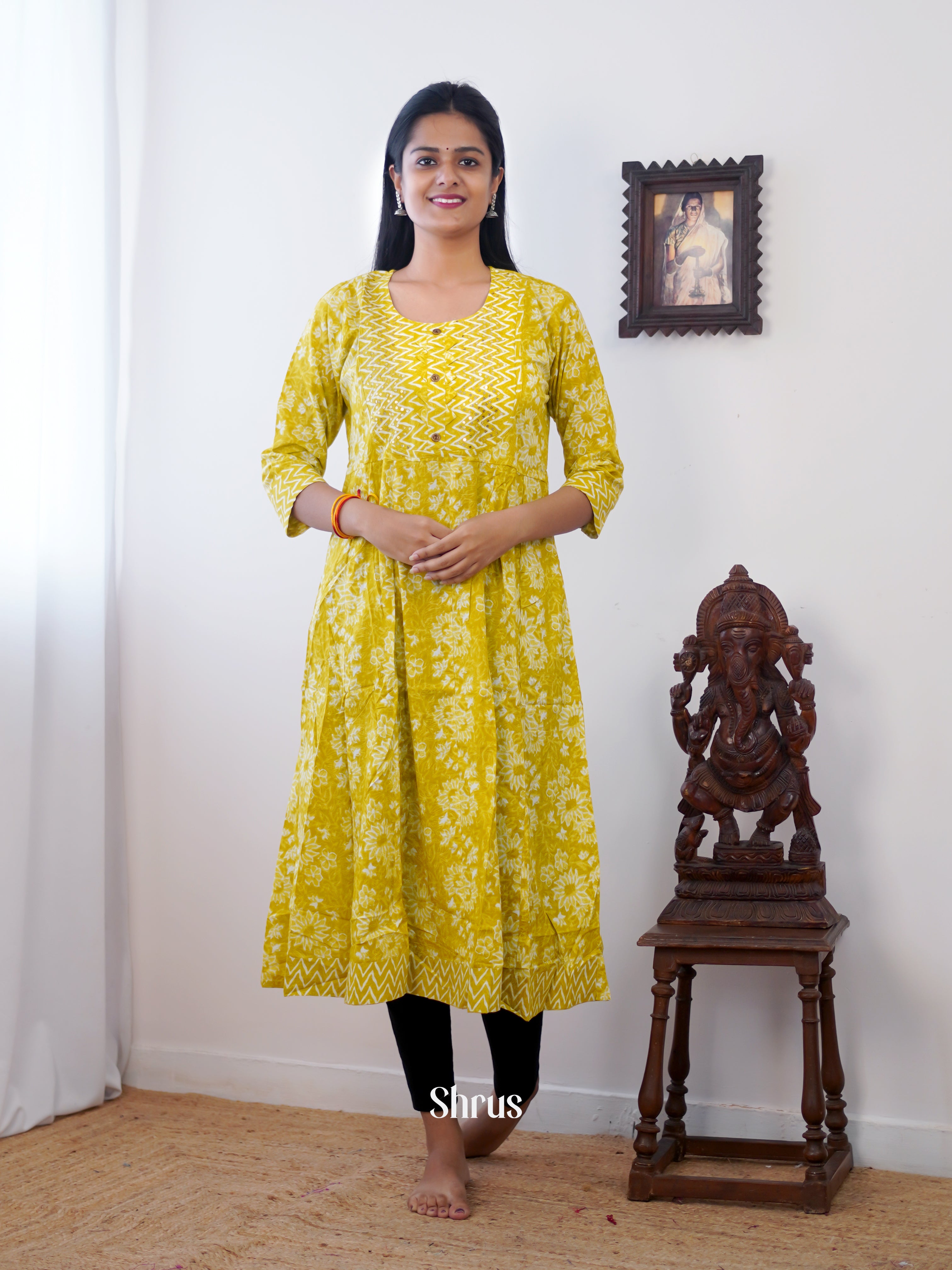Mustard - Readymade kurti - Shop on ShrusEternity.com