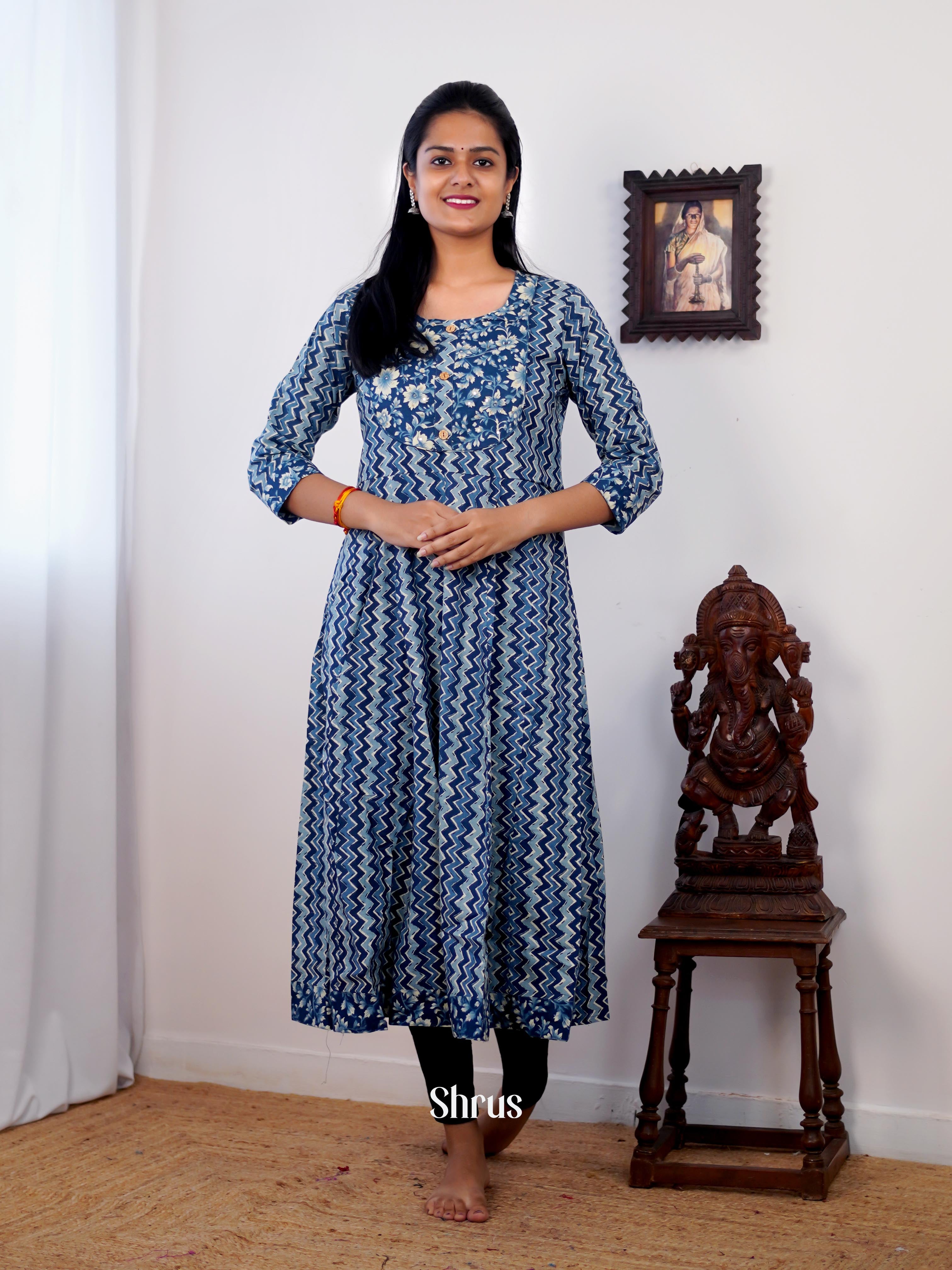 Blue - Readymade Kurti - Shop on ShrusEternity.com