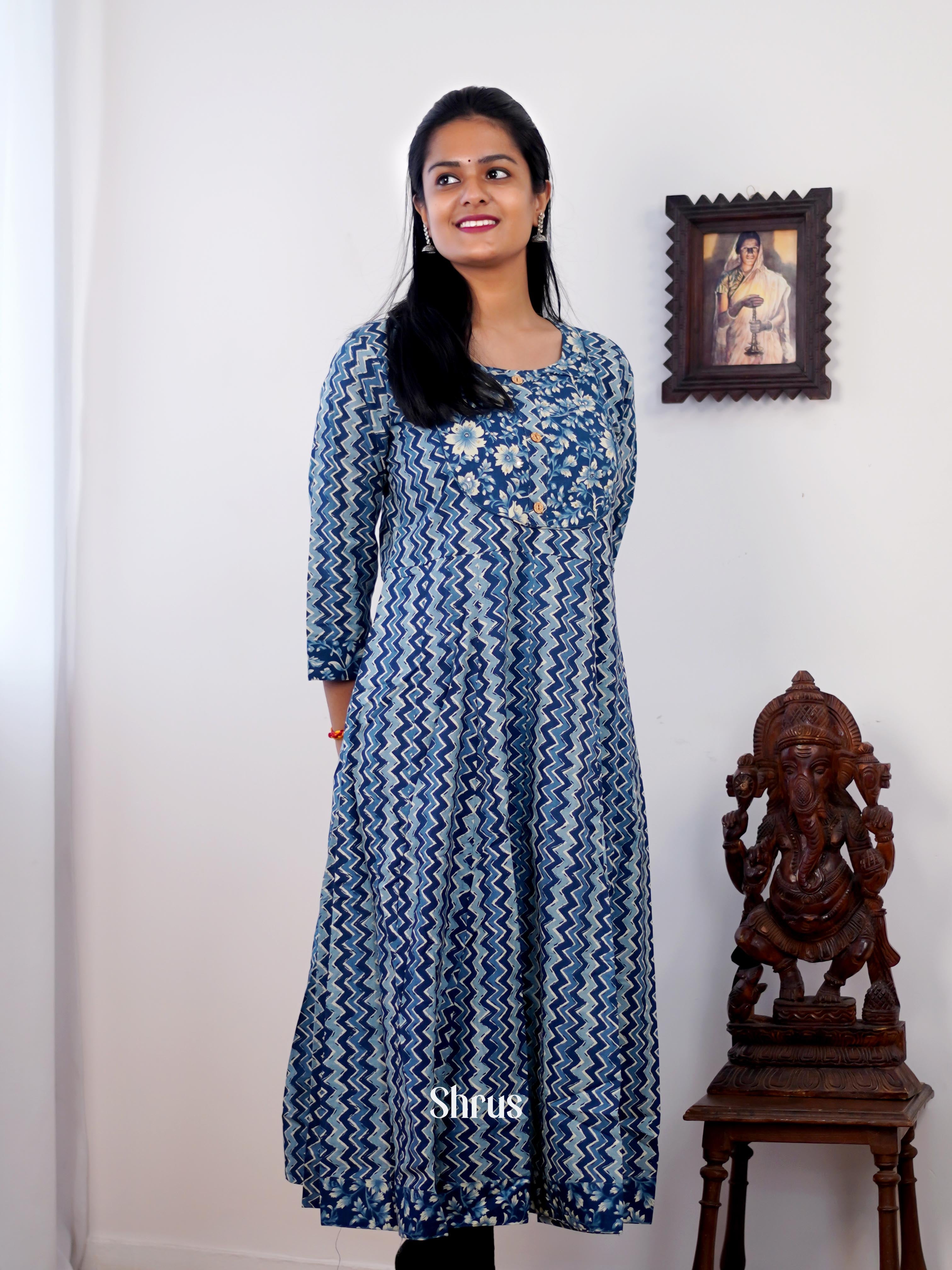 Blue - Readymade Kurti - Shop on ShrusEternity.com