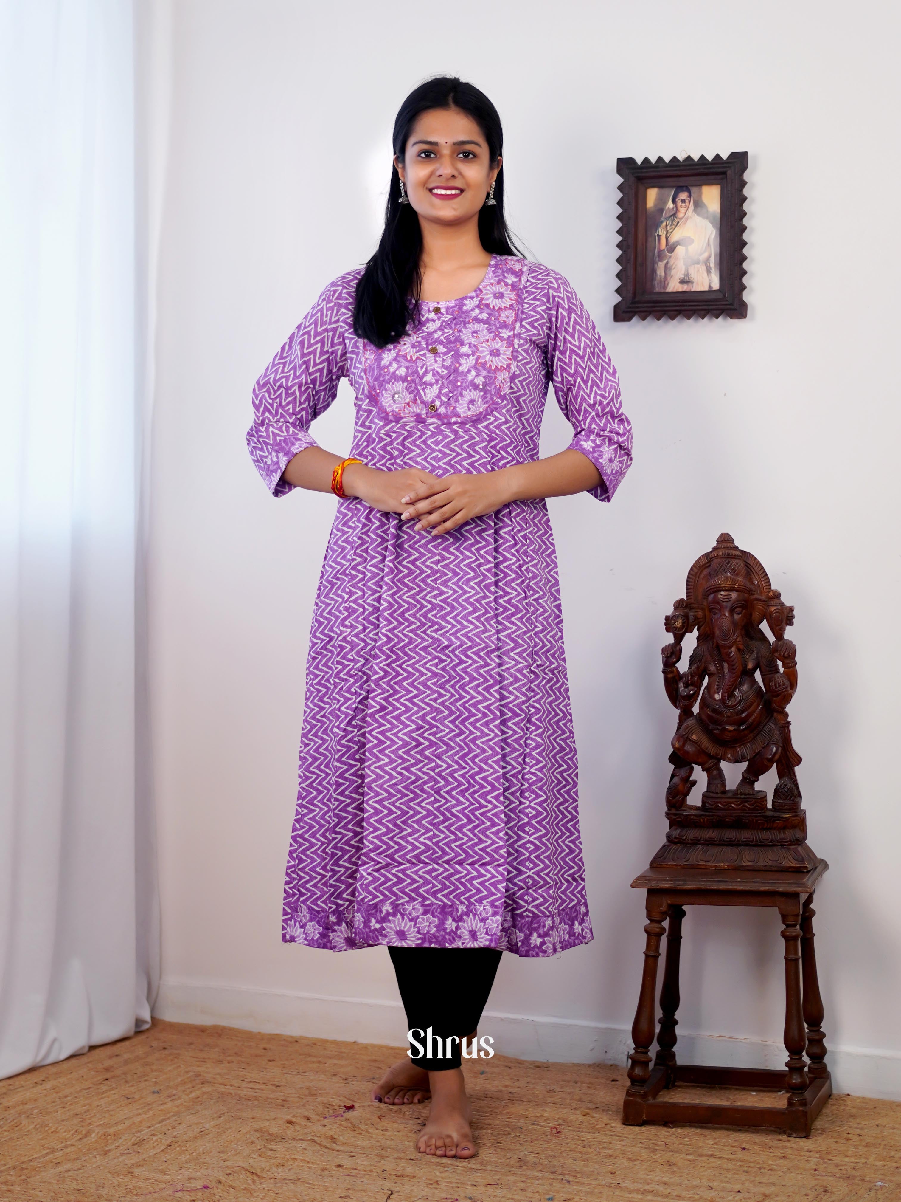 Purple - Readymade Kurti - Shop on ShrusEternity.com