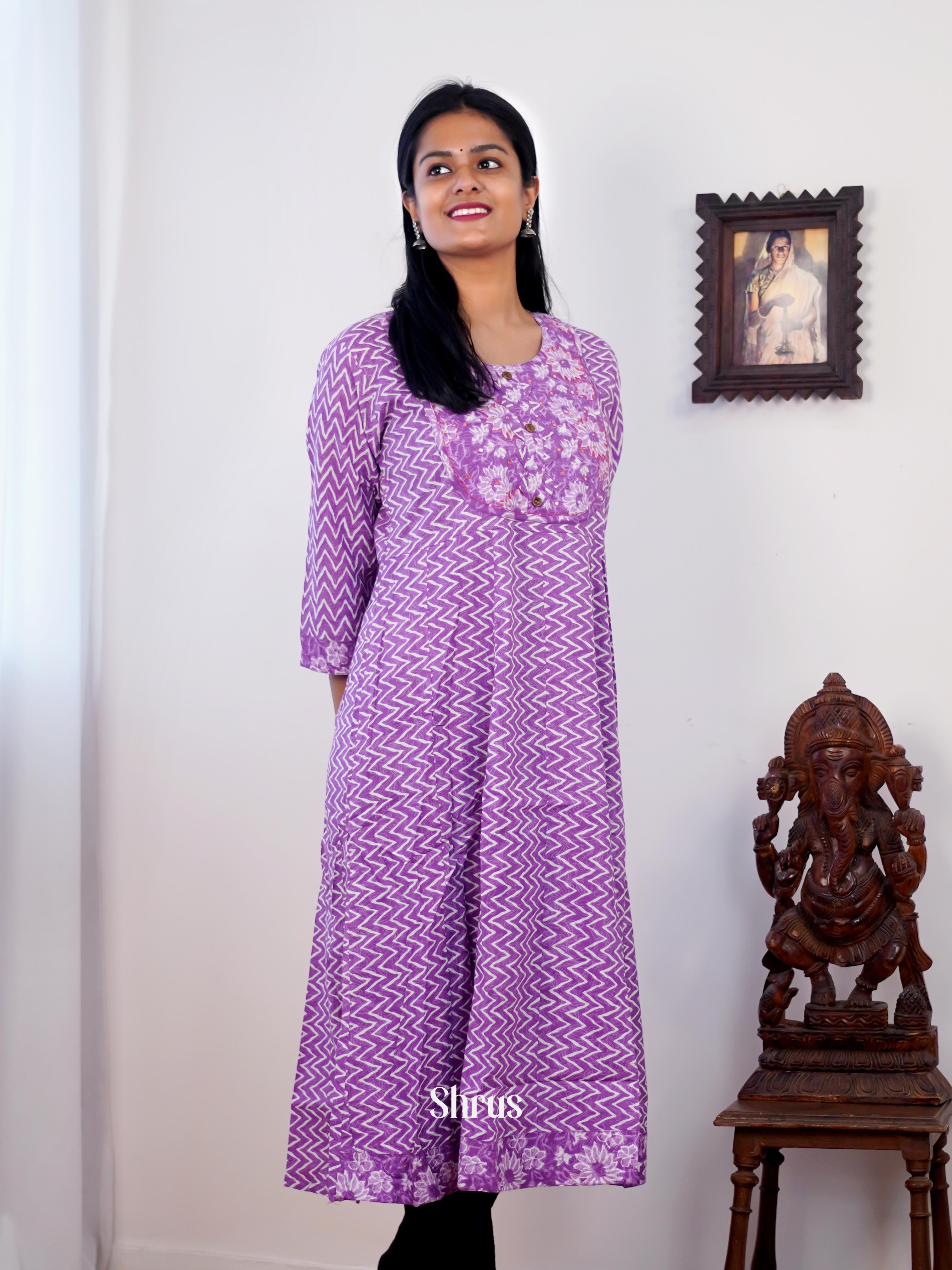 Purple - Readymade Kurti - Shop on ShrusEternity.com