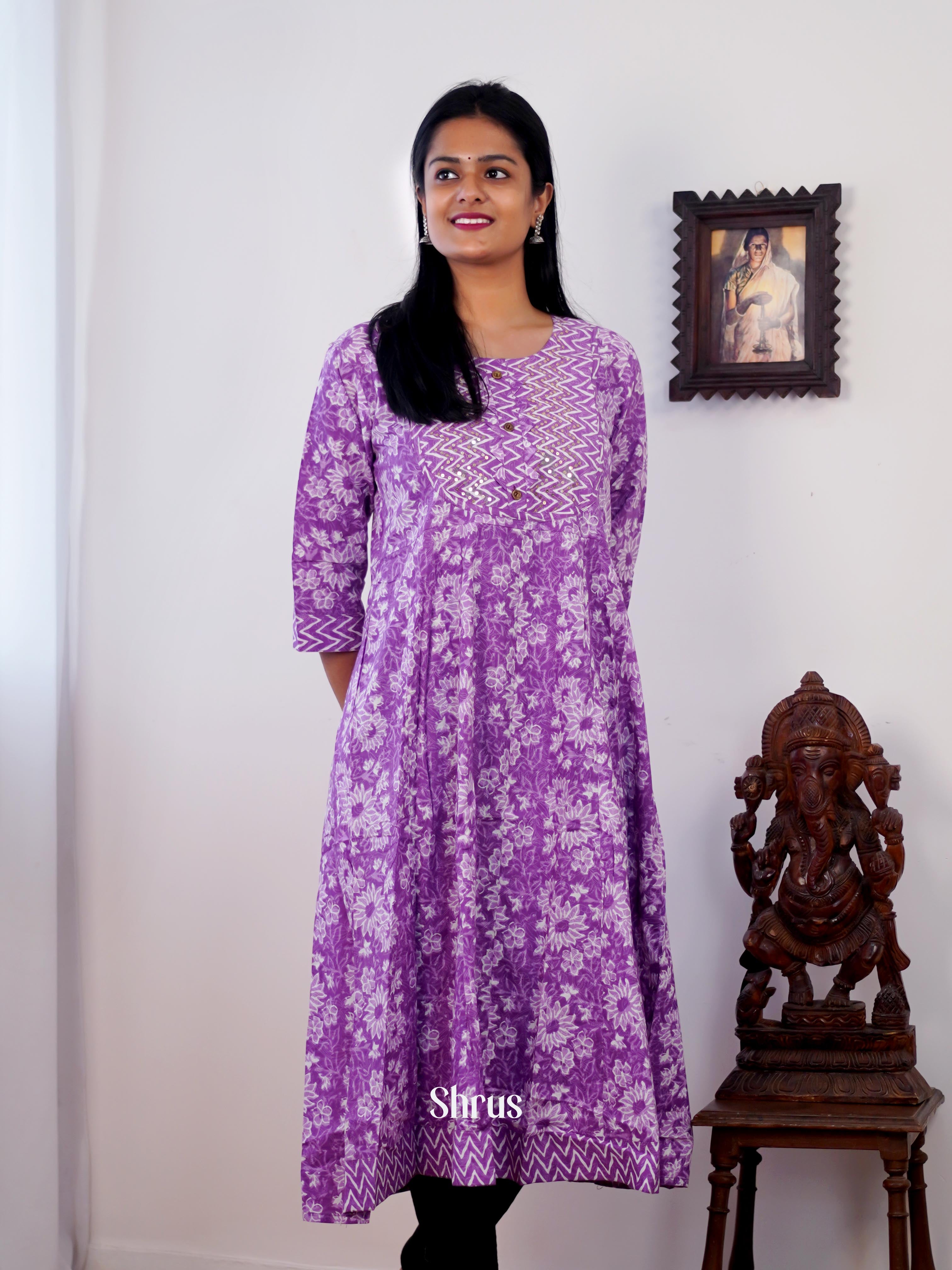 Purple - Readymade kurti - Shop on ShrusEternity.com