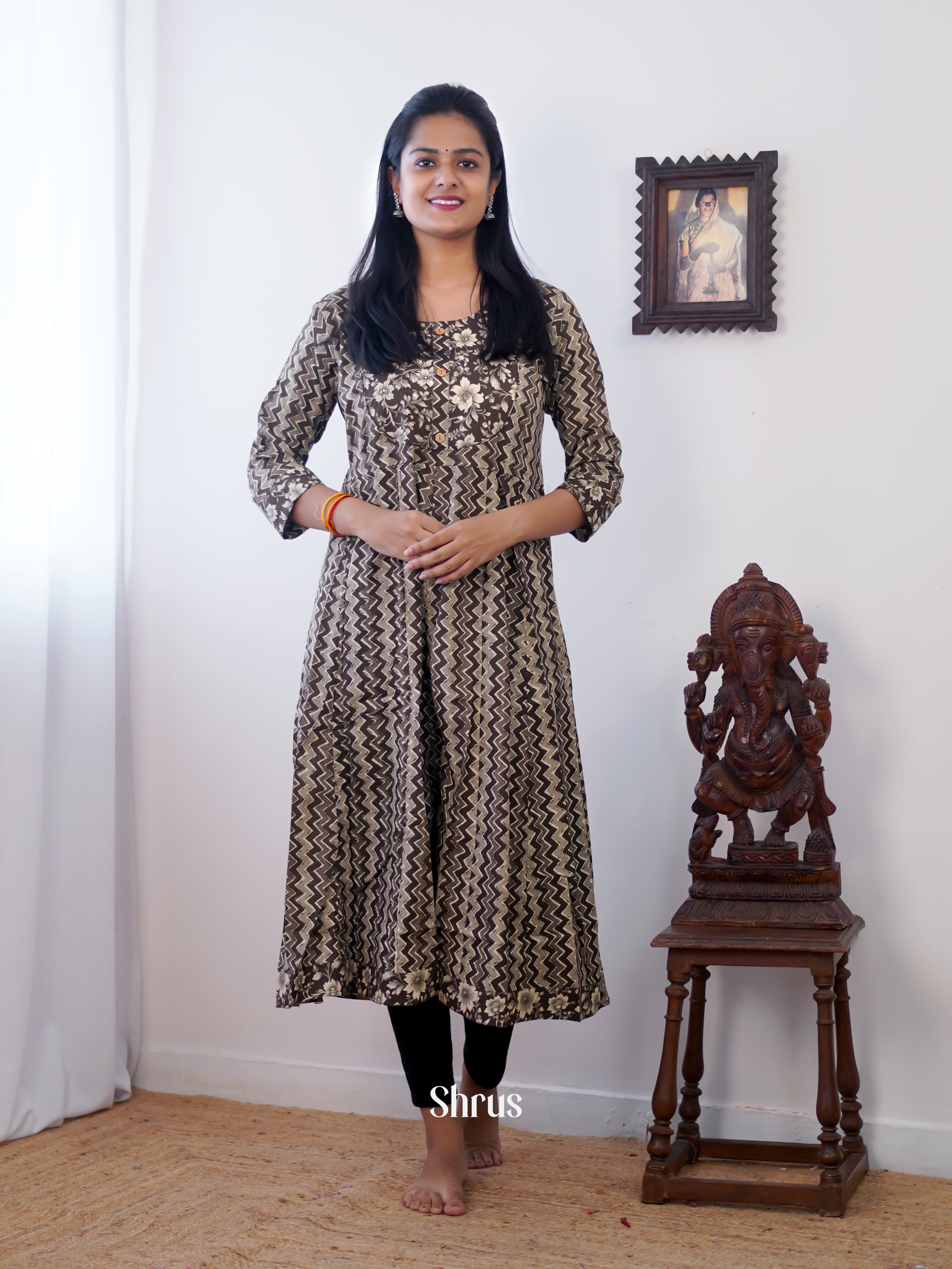 Grey & Black - Readymade Kurti - Shop on ShrusEternity.com