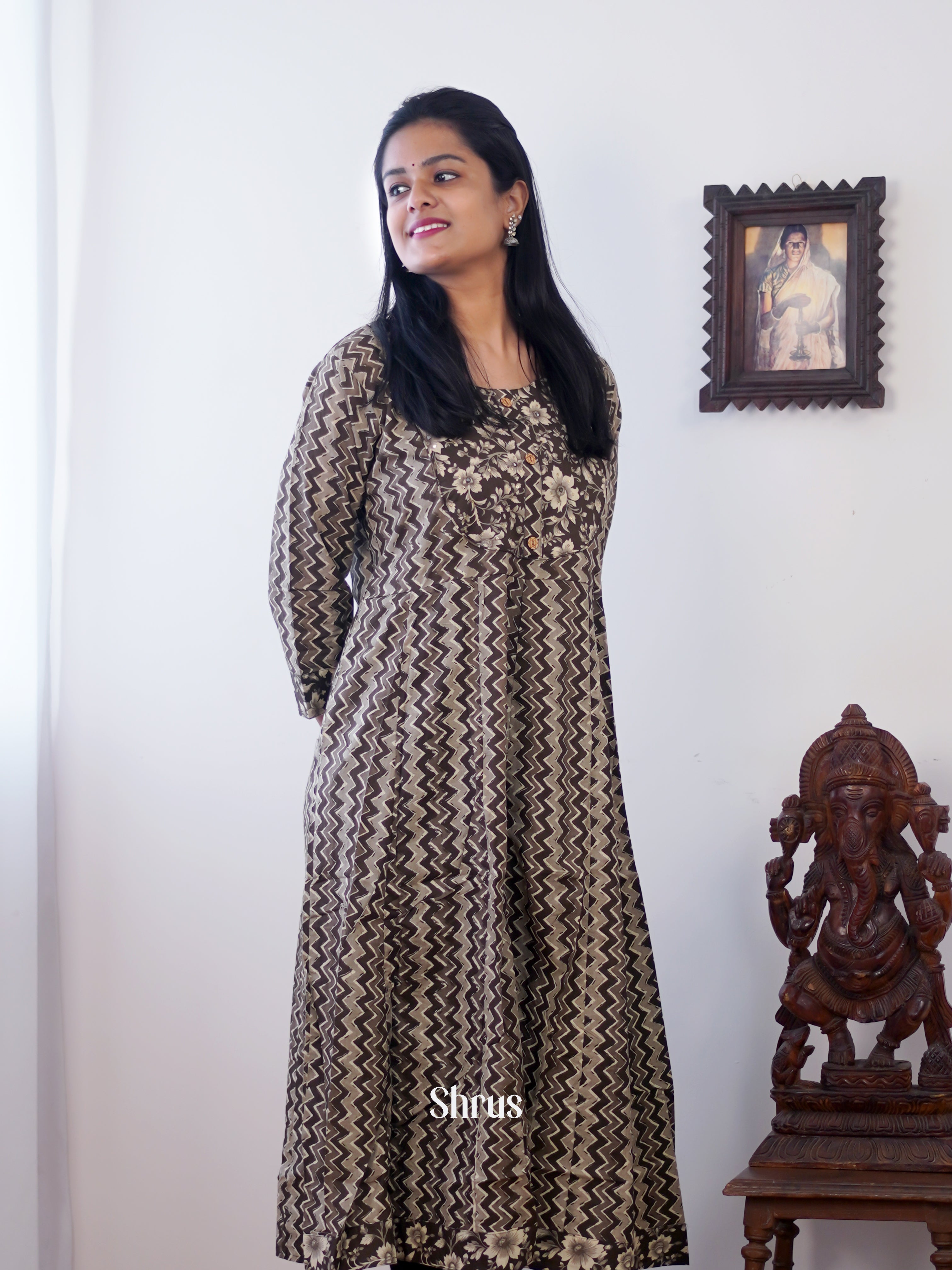Grey & Black - Readymade Kurti - Shop on ShrusEternity.com