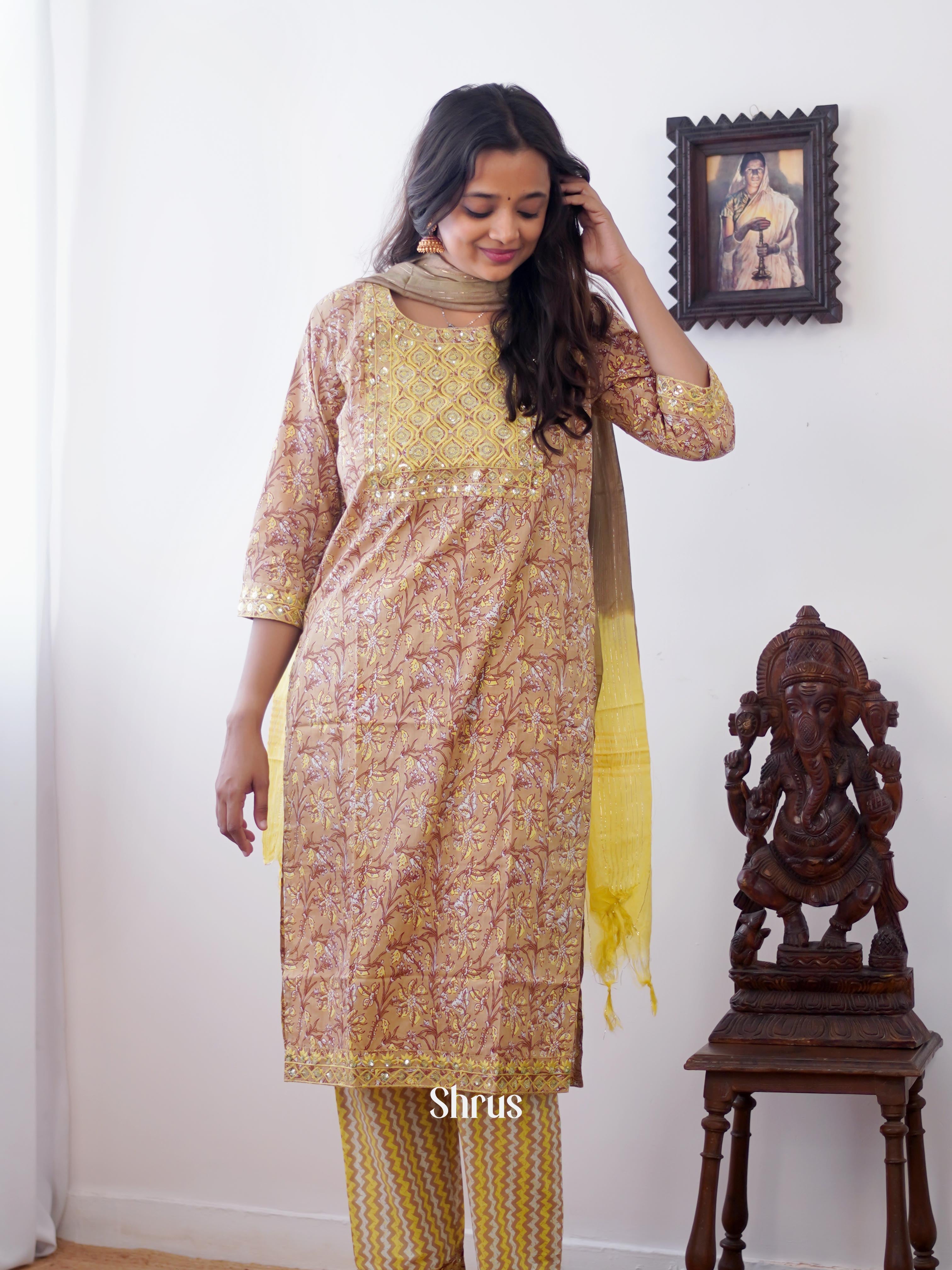 Beige -3pc Readymade Suits - Shop on ShrusEternity.com
