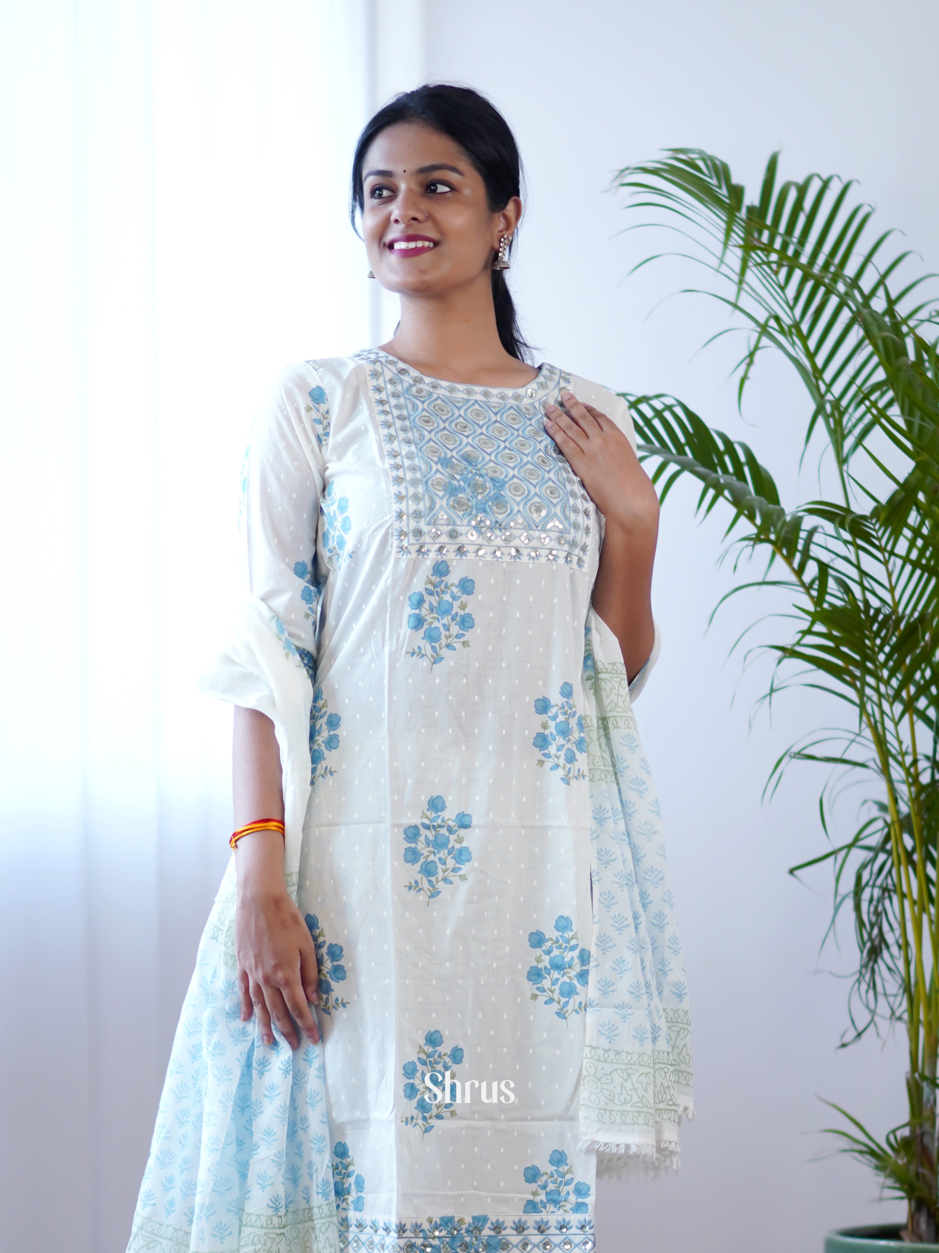 White & Blue - 3pc Readymade Suits - Shop on ShrusEternity.com