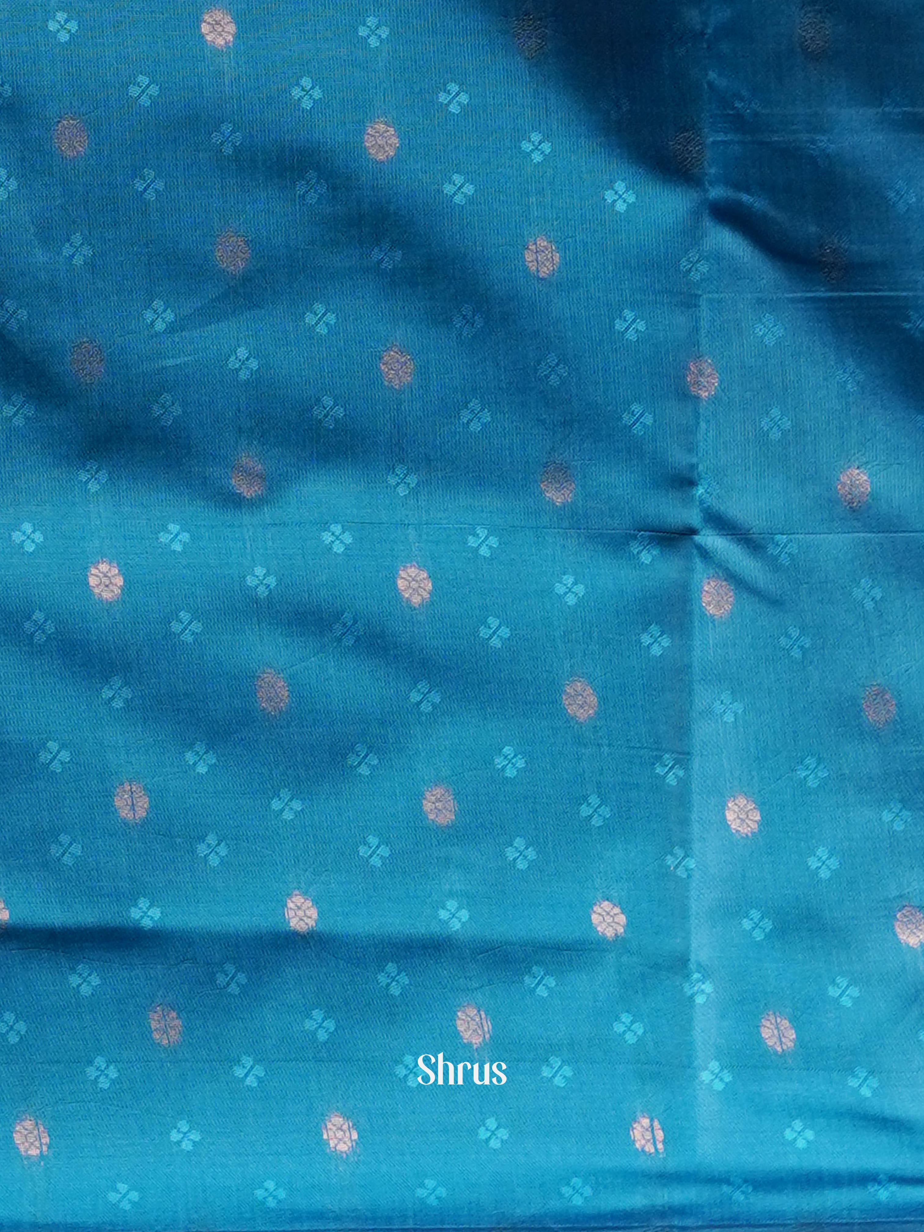 Blue & Tri colour - Semi Kanchipuram Saree - Shop on ShrusEternity.com