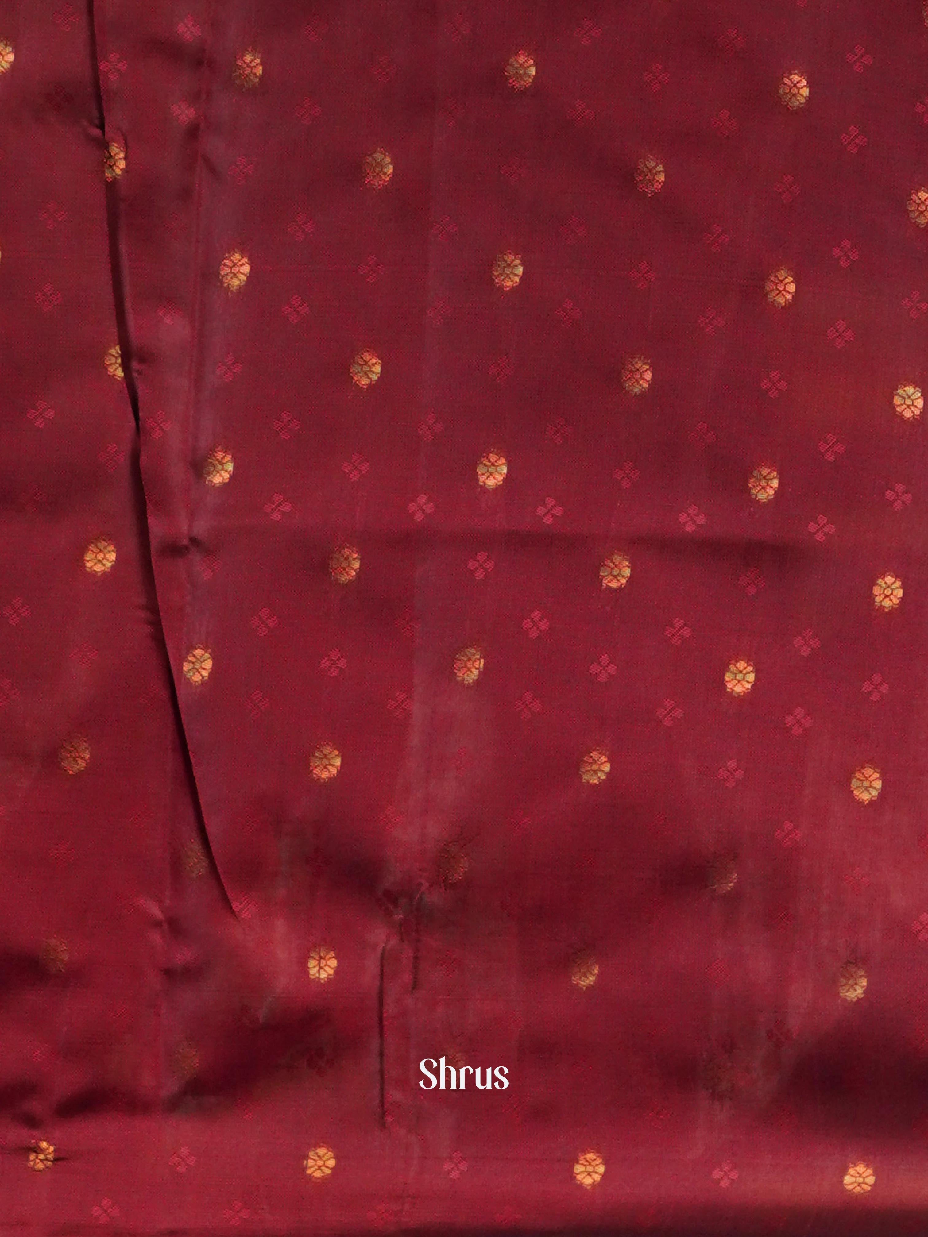 Maroon & Tri colour - Semi Kanchipuram Saree - Shop on ShrusEternity.com