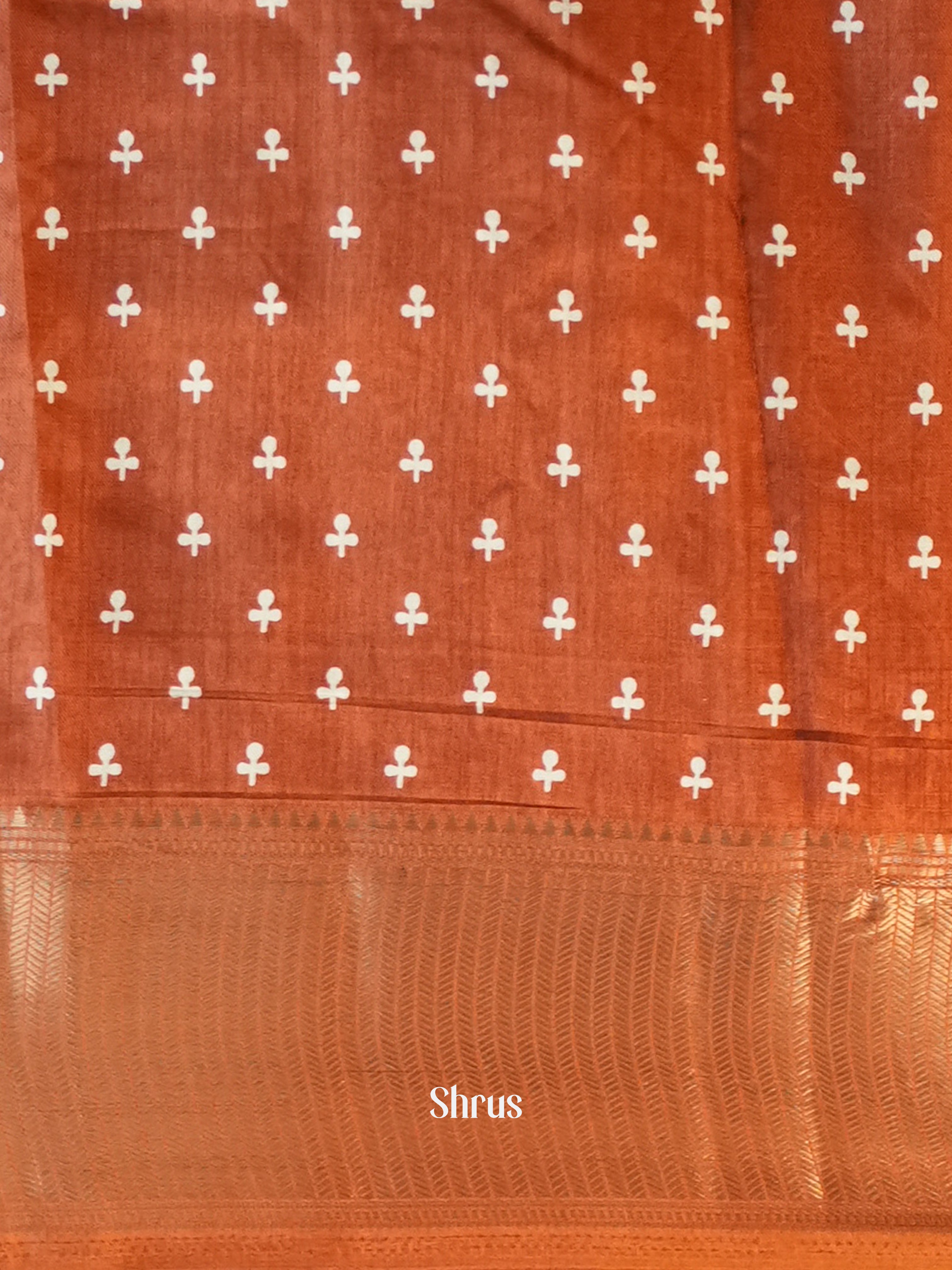 Brick - Semi Crepe Saree - Shop on ShrusEternity.com