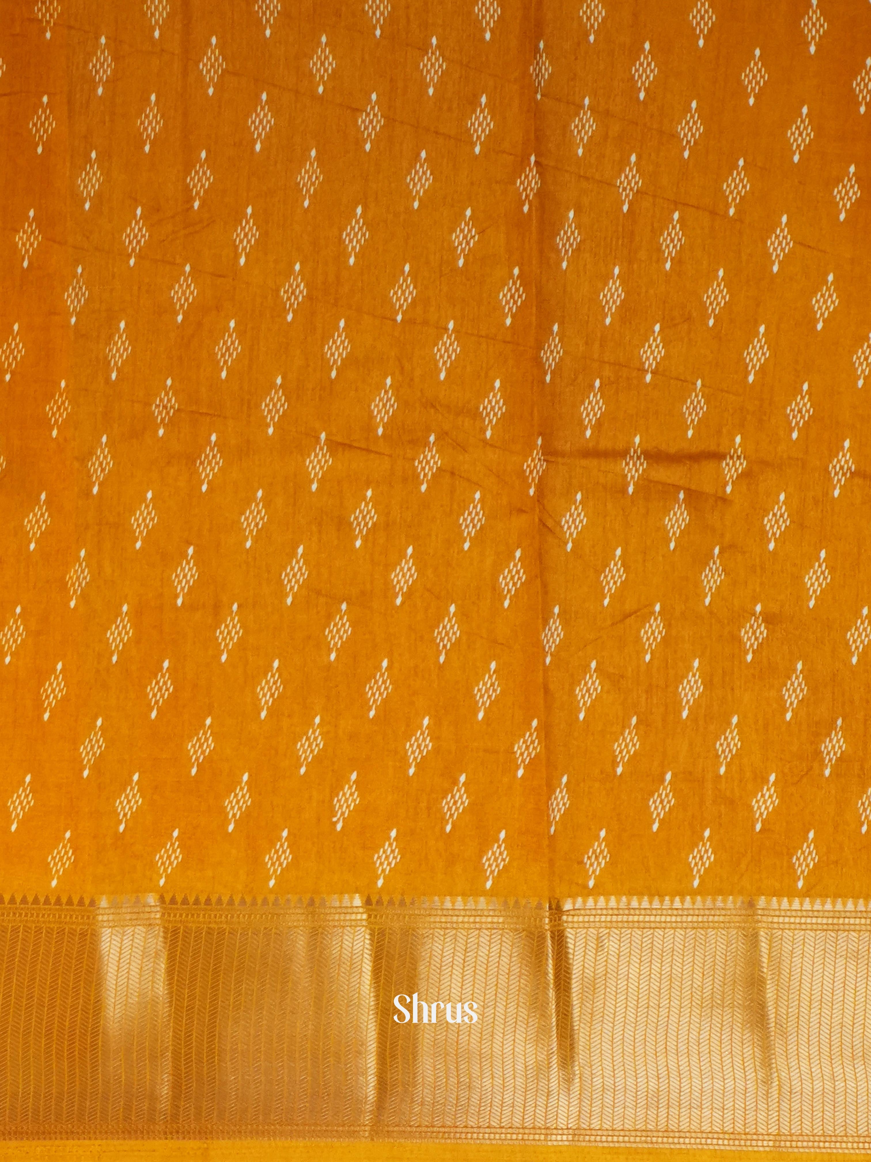 Golden Orange - Semi Crepe Saree - Shop on ShrusEternity.com