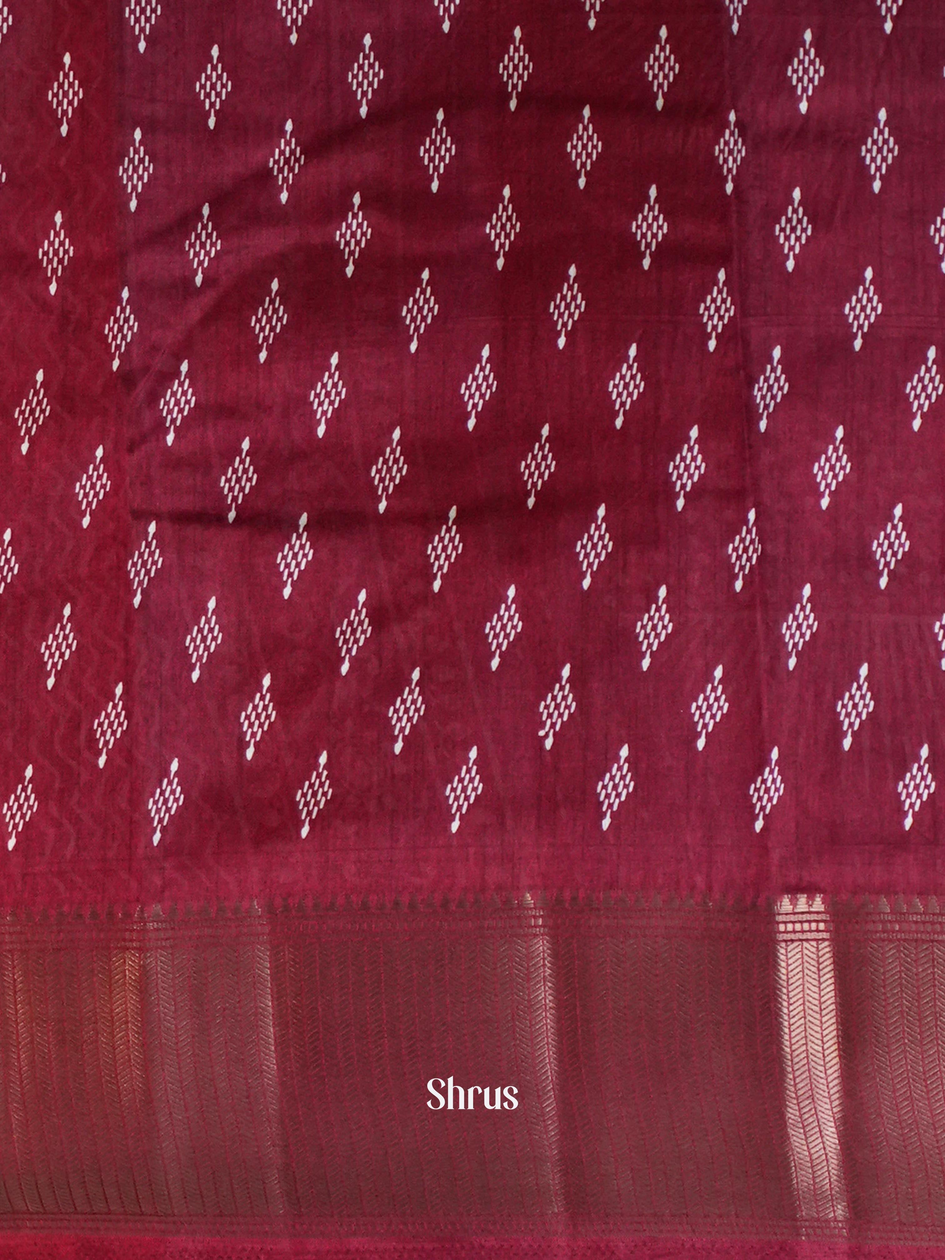 Deep Maroon - Semi Crepe Saree - Shop on ShrusEternity.com
