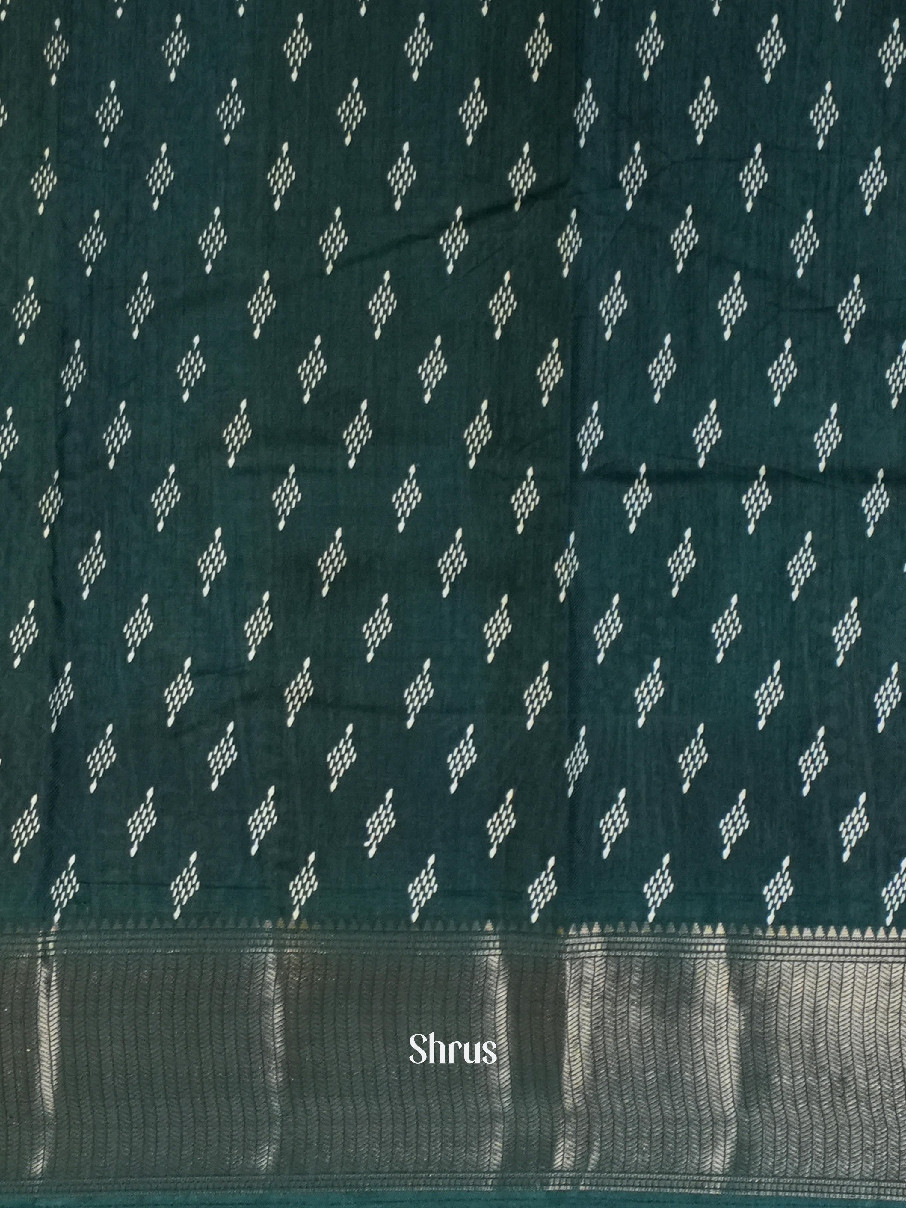 Dark Green - Semi Crepe Saree - Shop on ShrusEternity.com