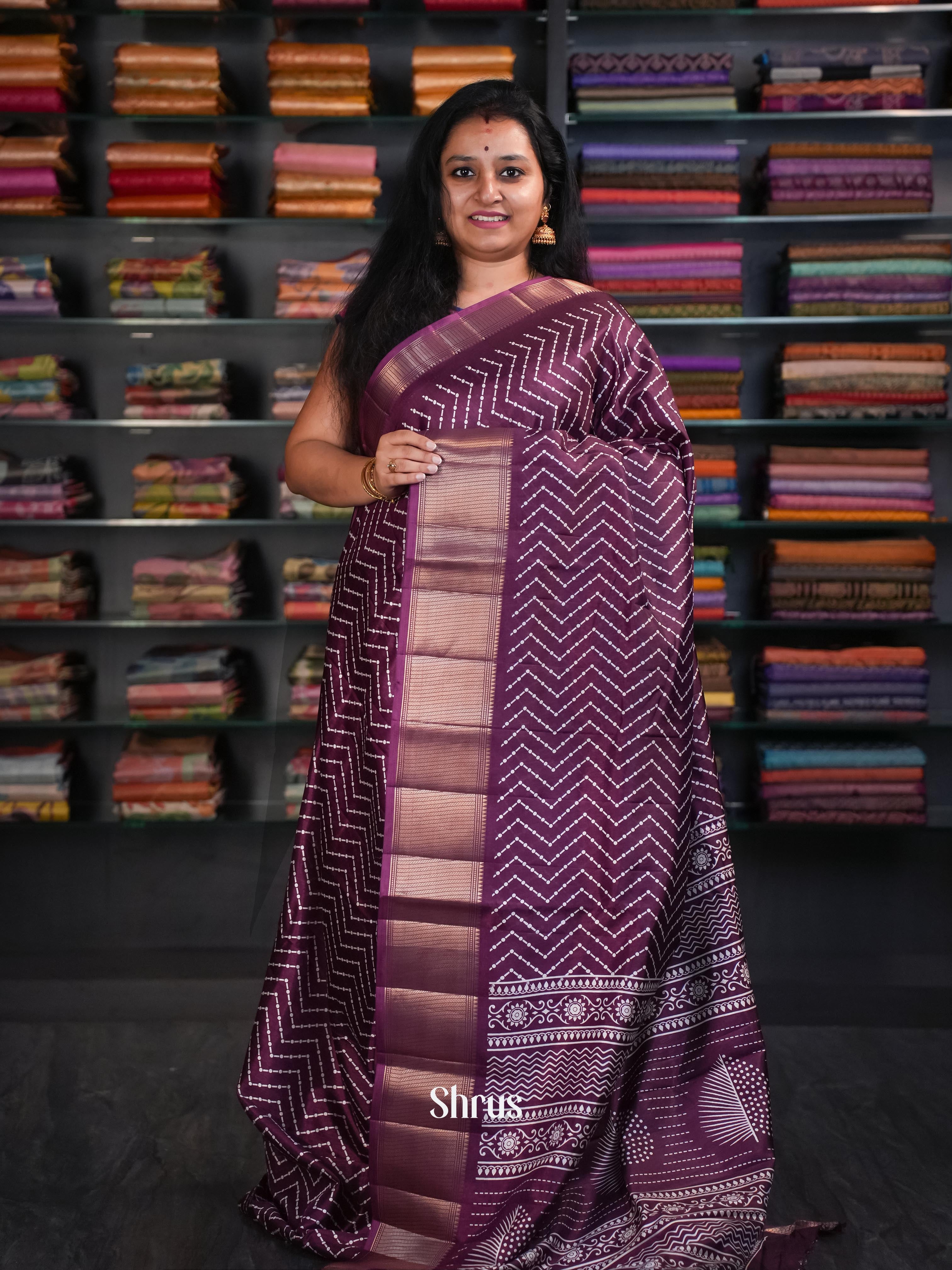 Boysenberry - Semi Crepe Saree - Shop on ShrusEternity.com
