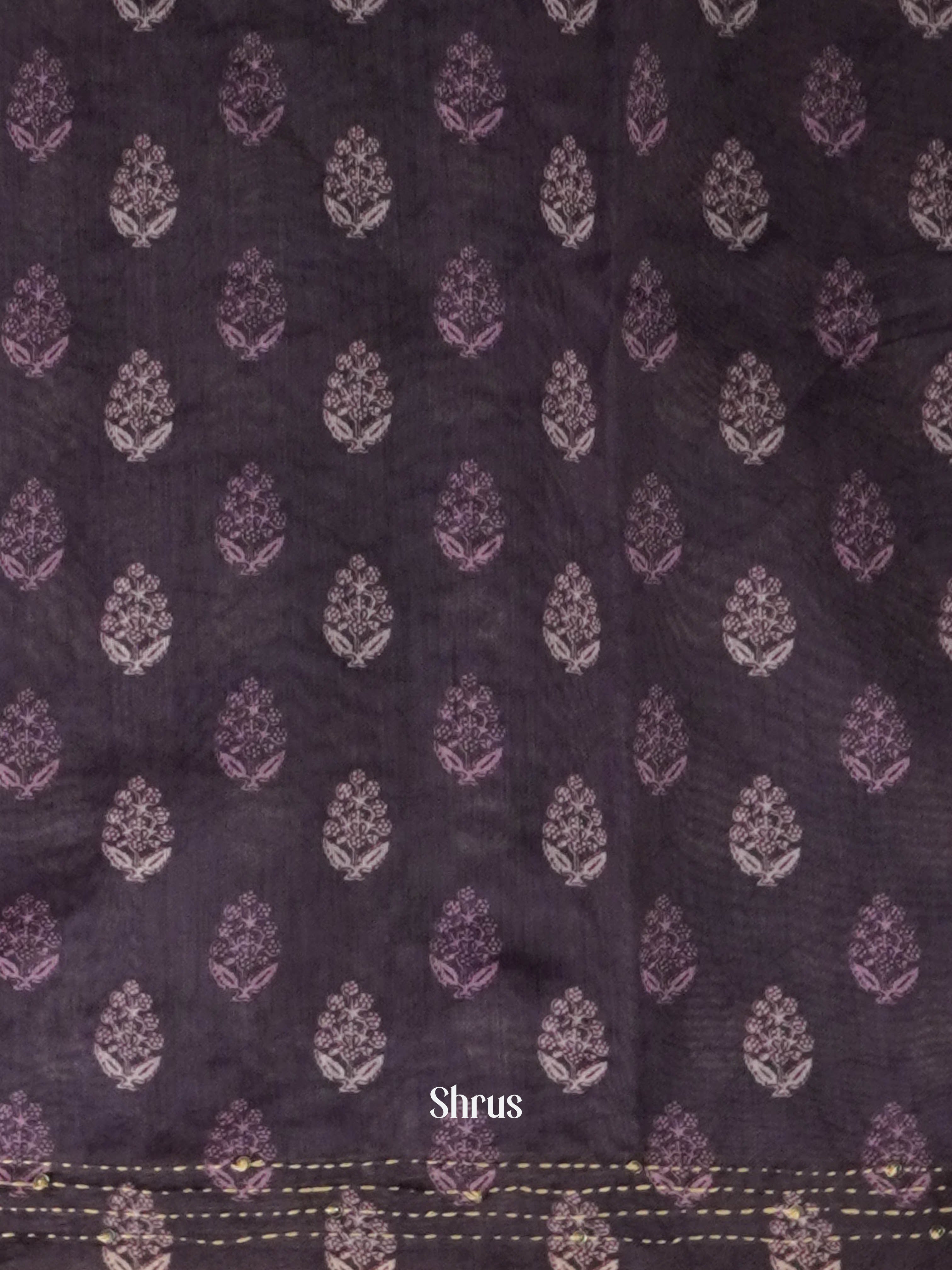Purple - Semi Kantha Saree - Shop on ShrusEternity.com