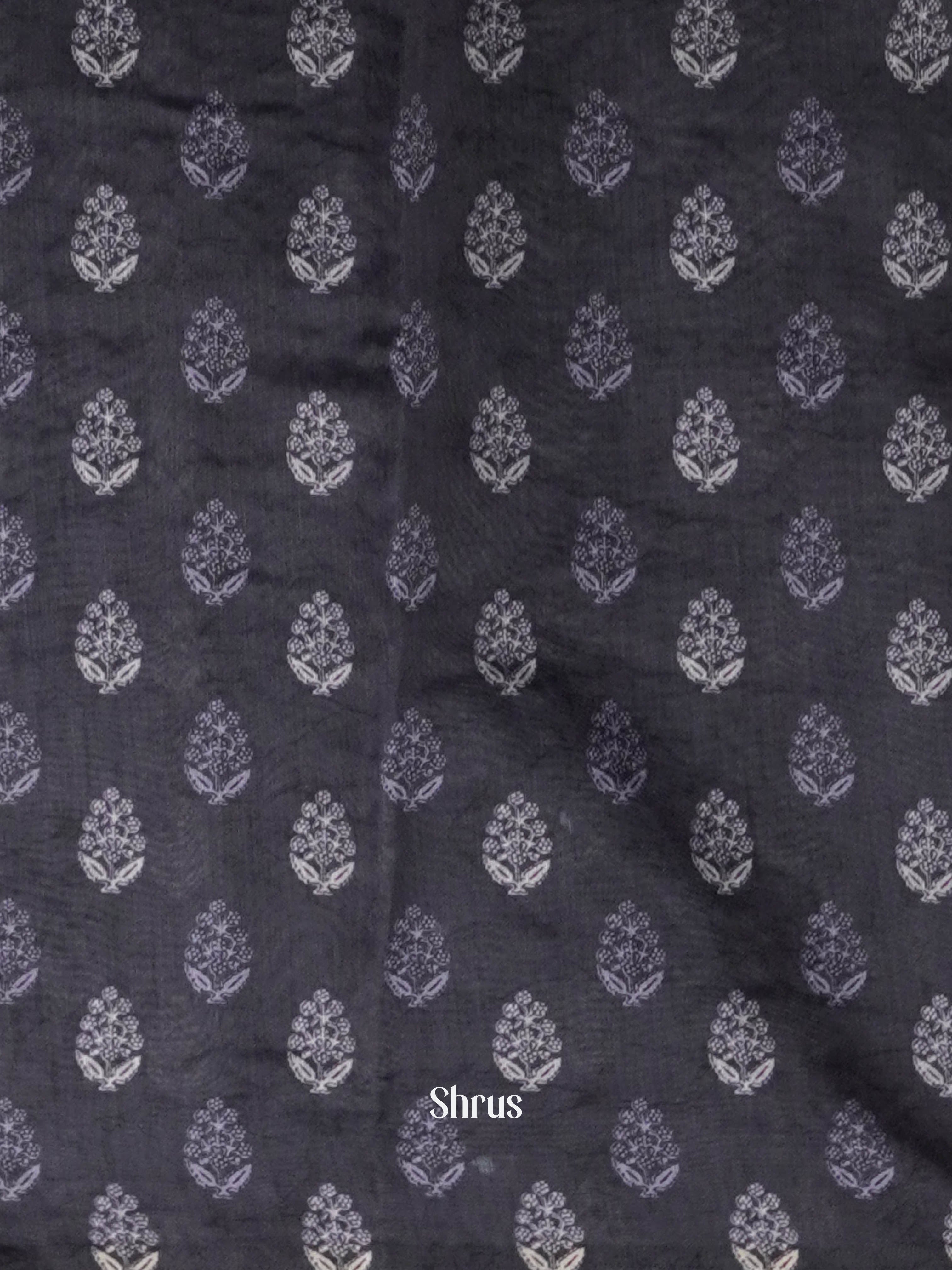 Dark Grey - Semi Kantha Saree - Shop on ShrusEternity.com