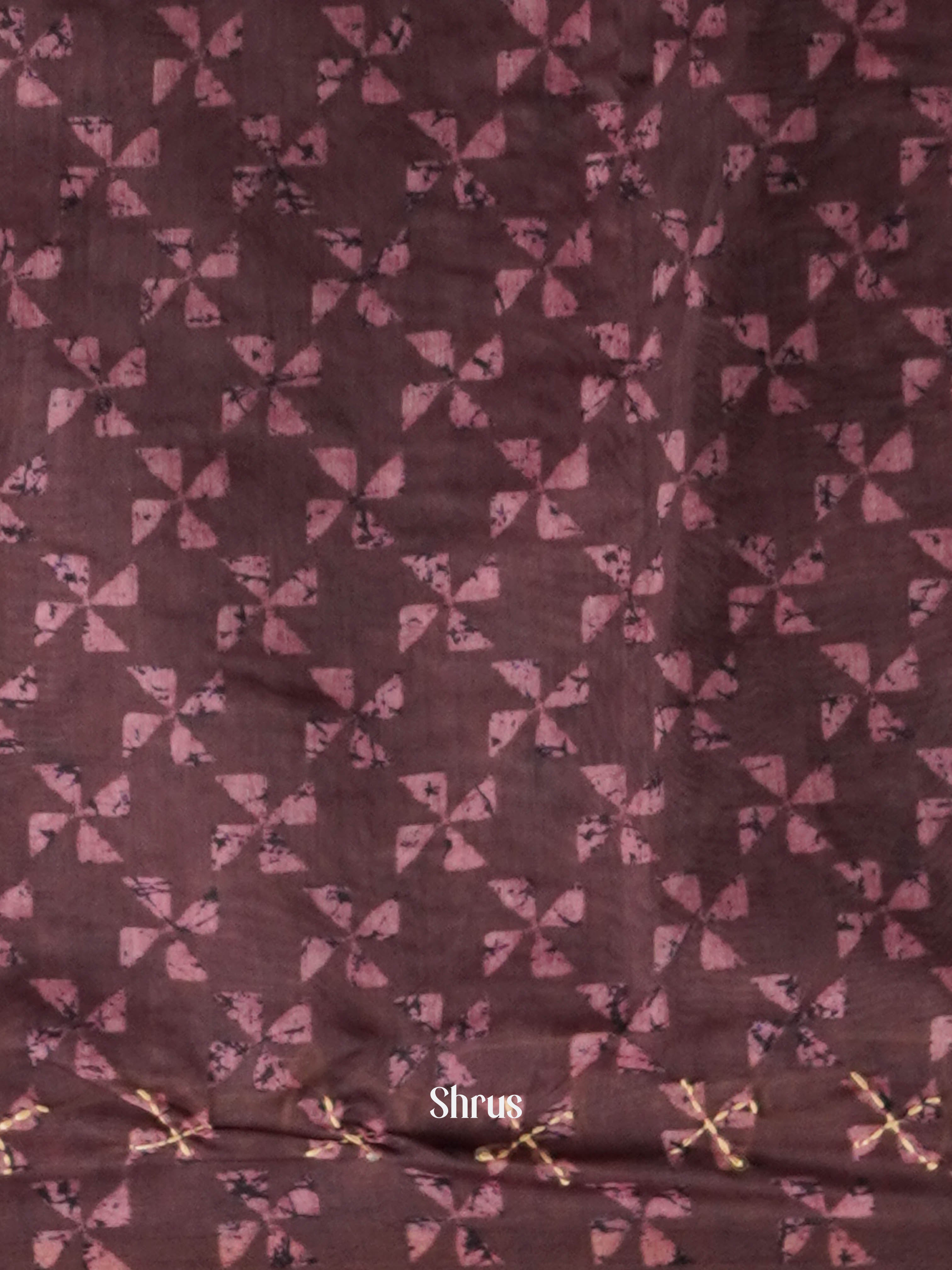 Brown - Semi Kantha Saree - Shop on ShrusEternity.com