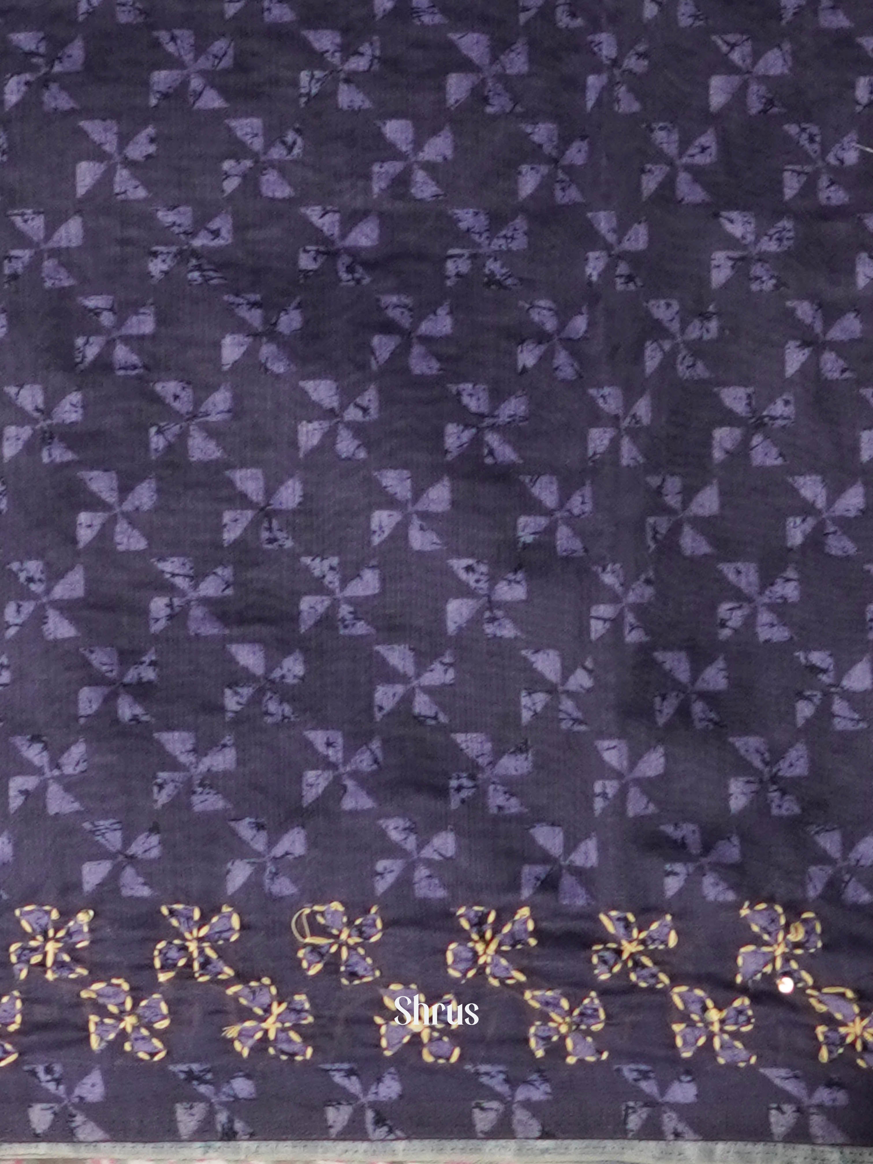 Dark Violet - Semi Kantha Saree - Shop on ShrusEternity.com