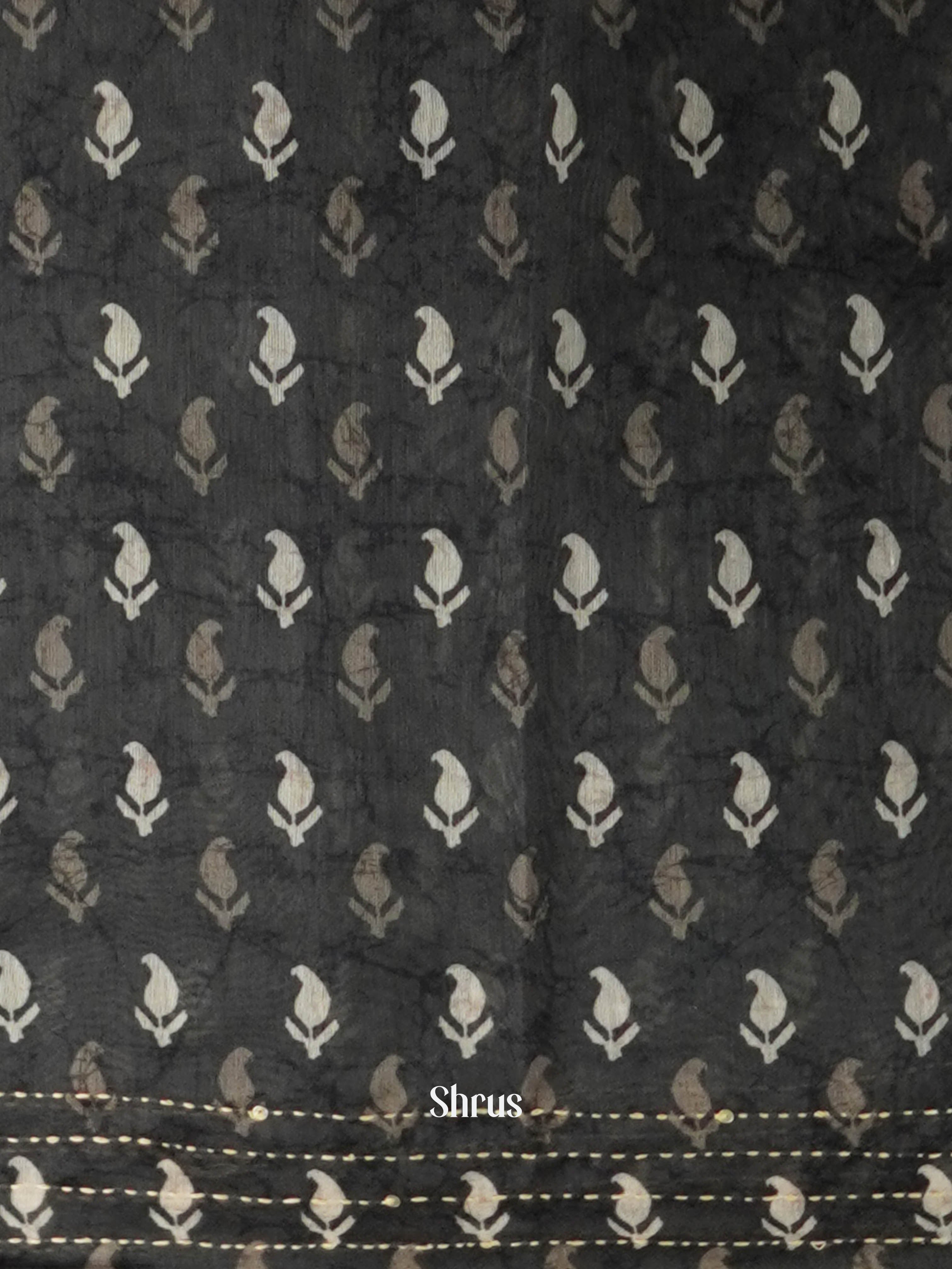 Dark Green - Semi Kantha Saree - Shop on ShrusEternity.com