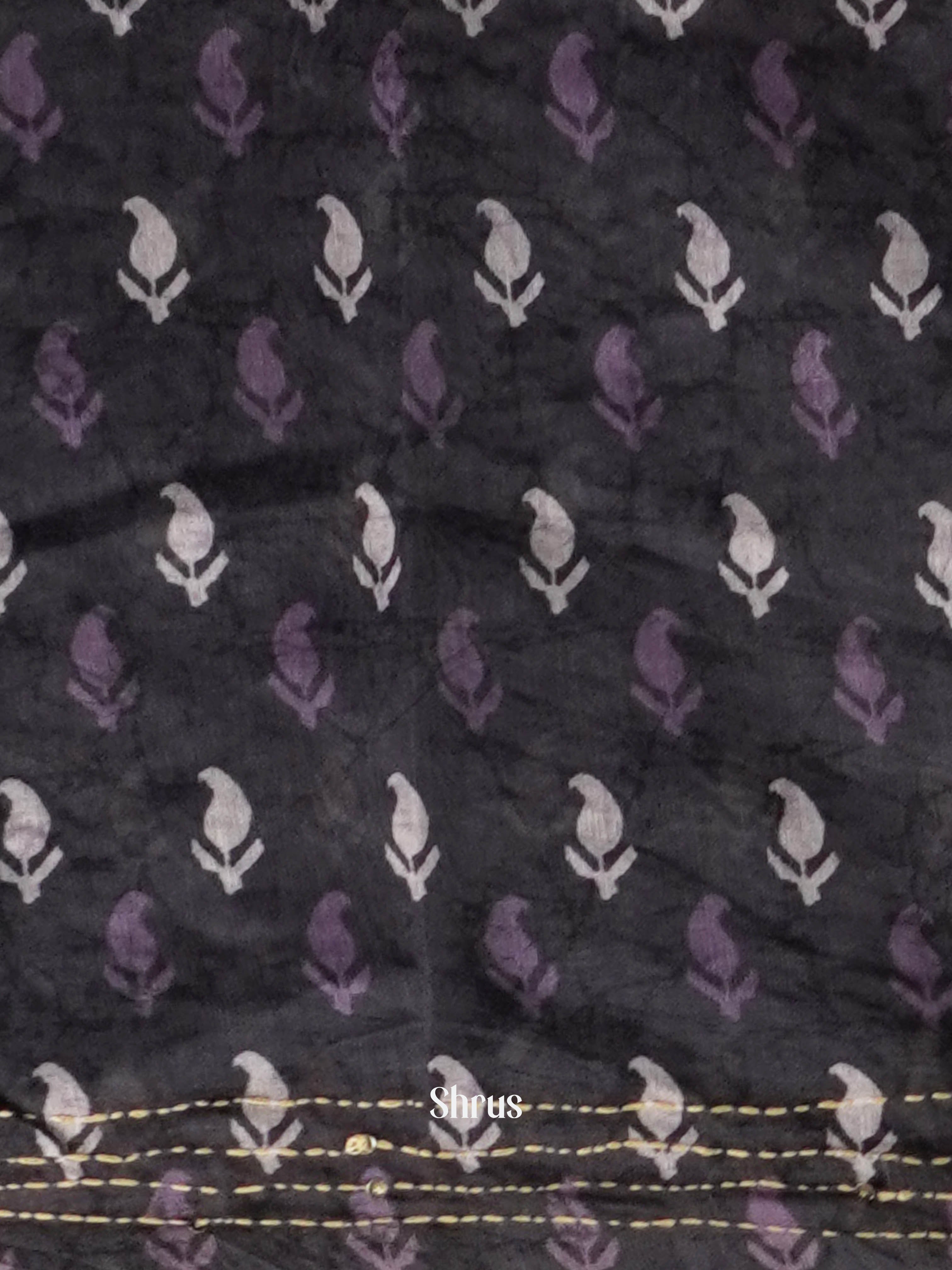 Grey - Semi Kantha Saree - Shop on ShrusEternity.com