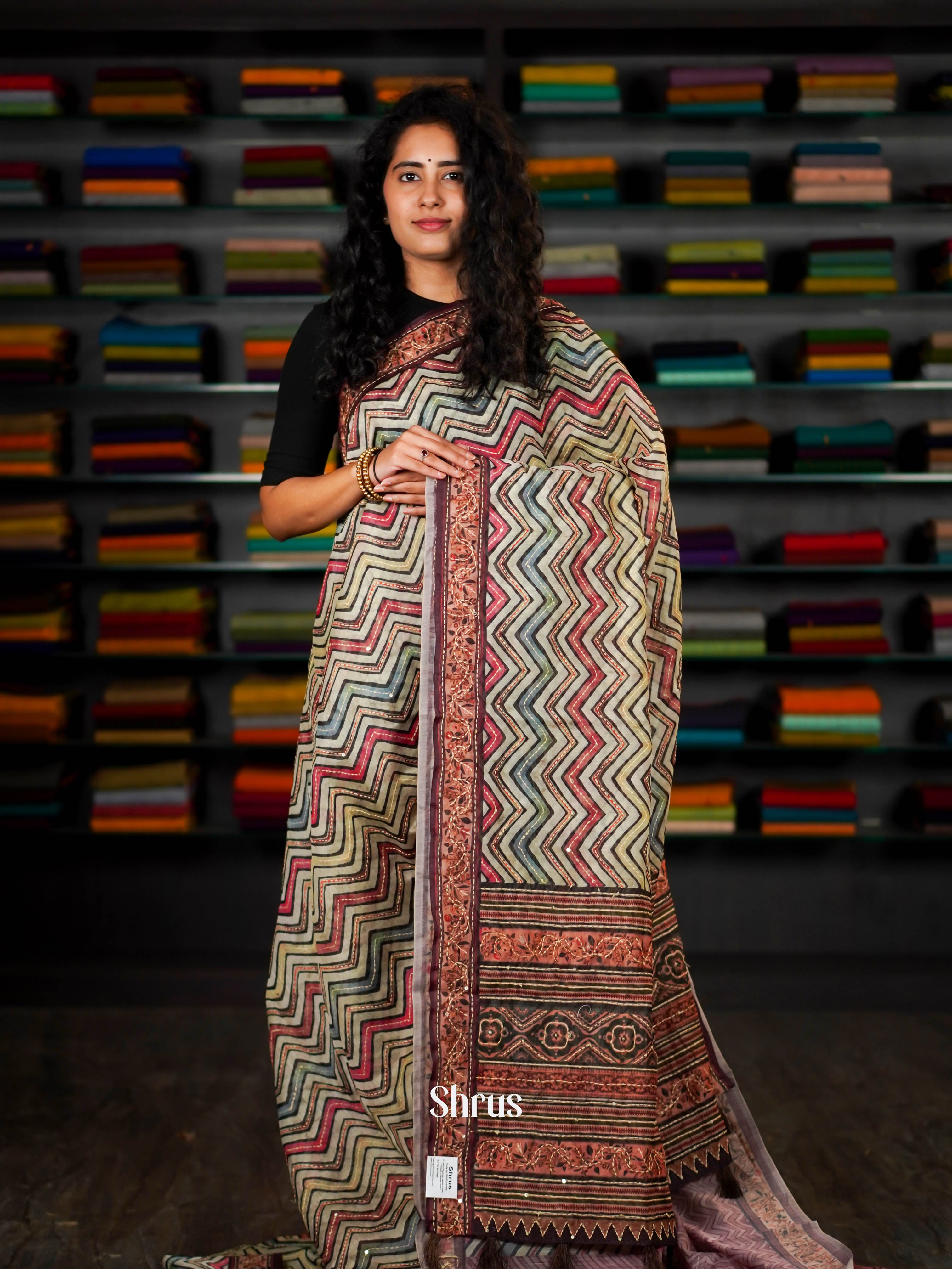 Mixture Of Color - Semi Kantha Saree - Shop on ShrusEternity.com