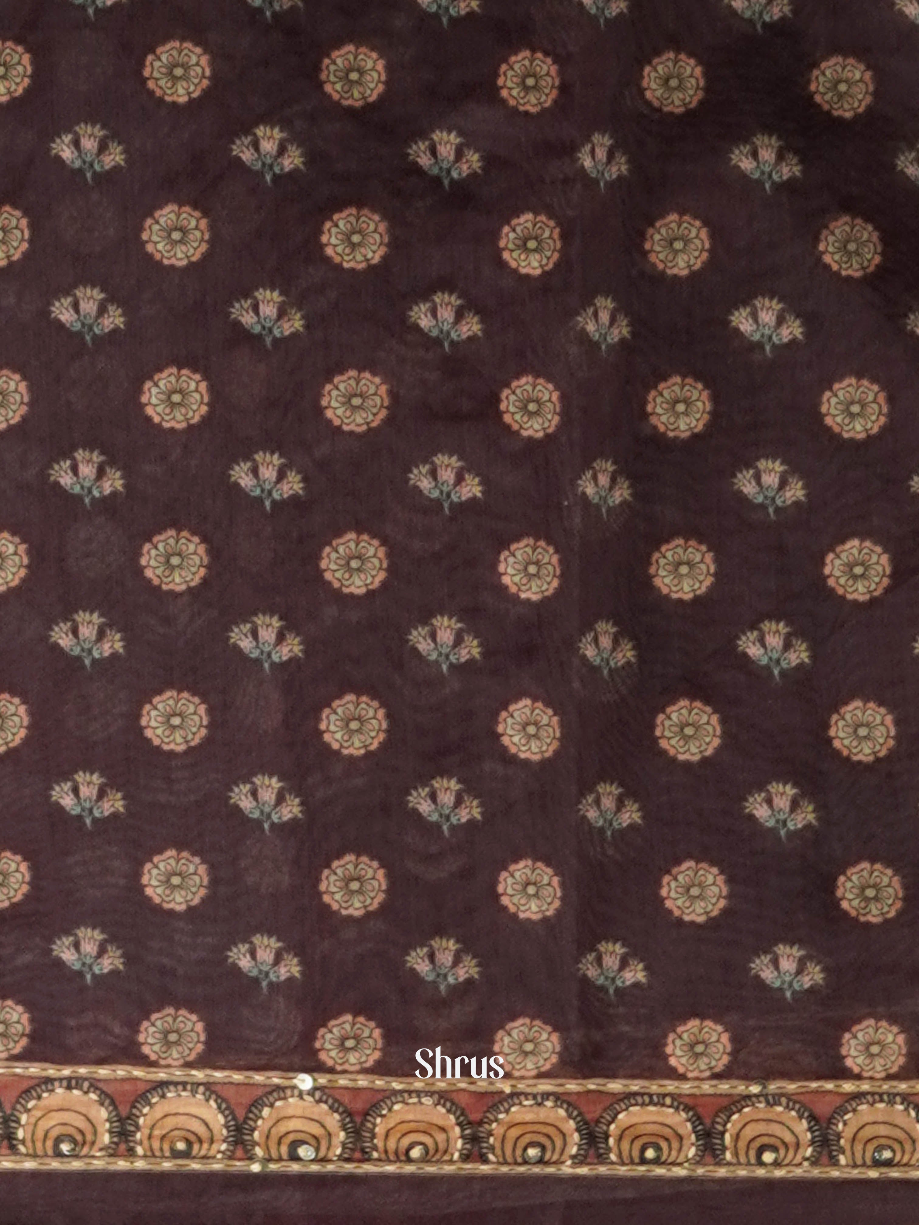 Black & Brown - Semi Kantha Saree - Shop on ShrusEternity.com