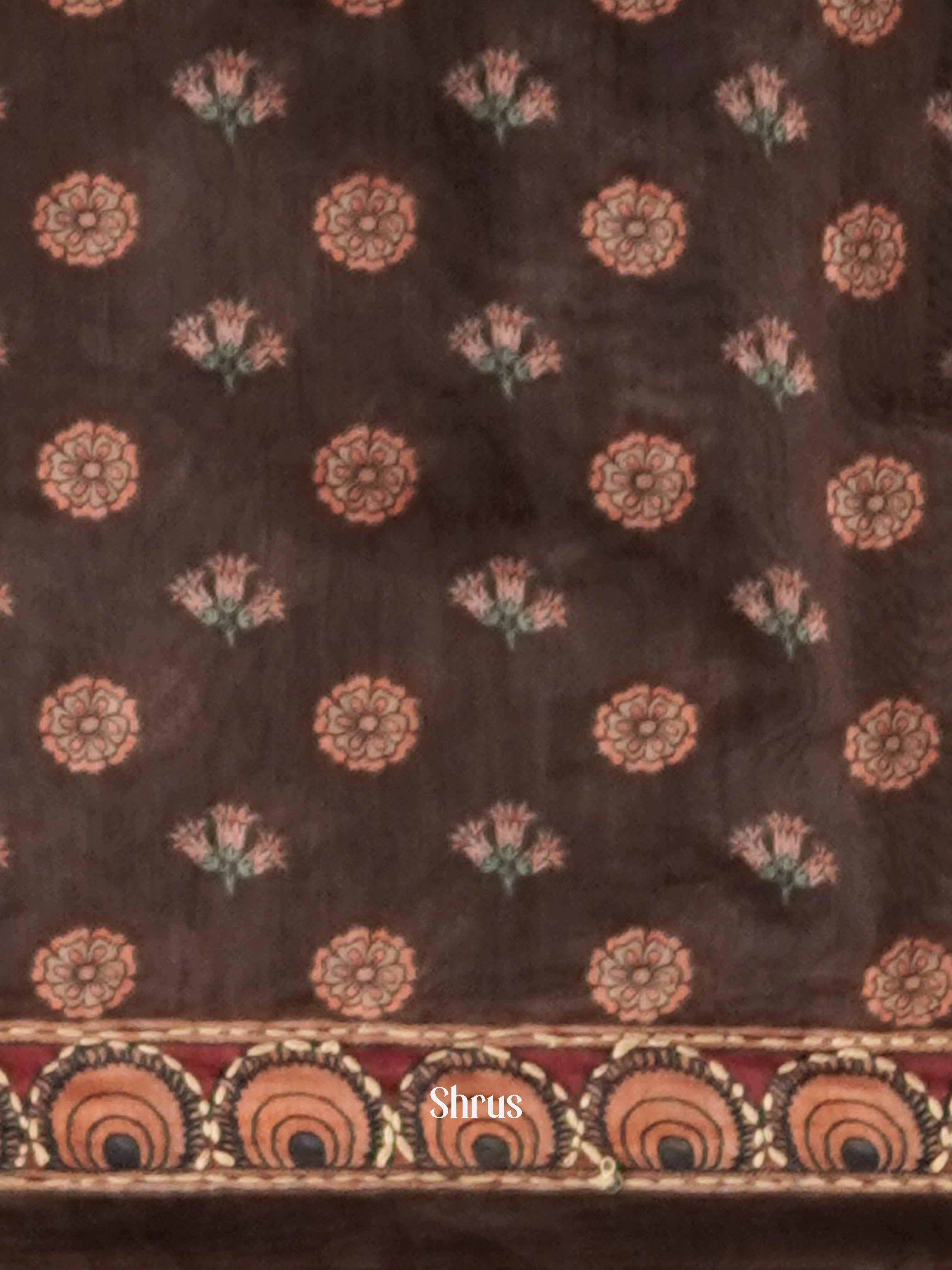 Brown - Semi Kantha Saree - Shop on ShrusEternity.com