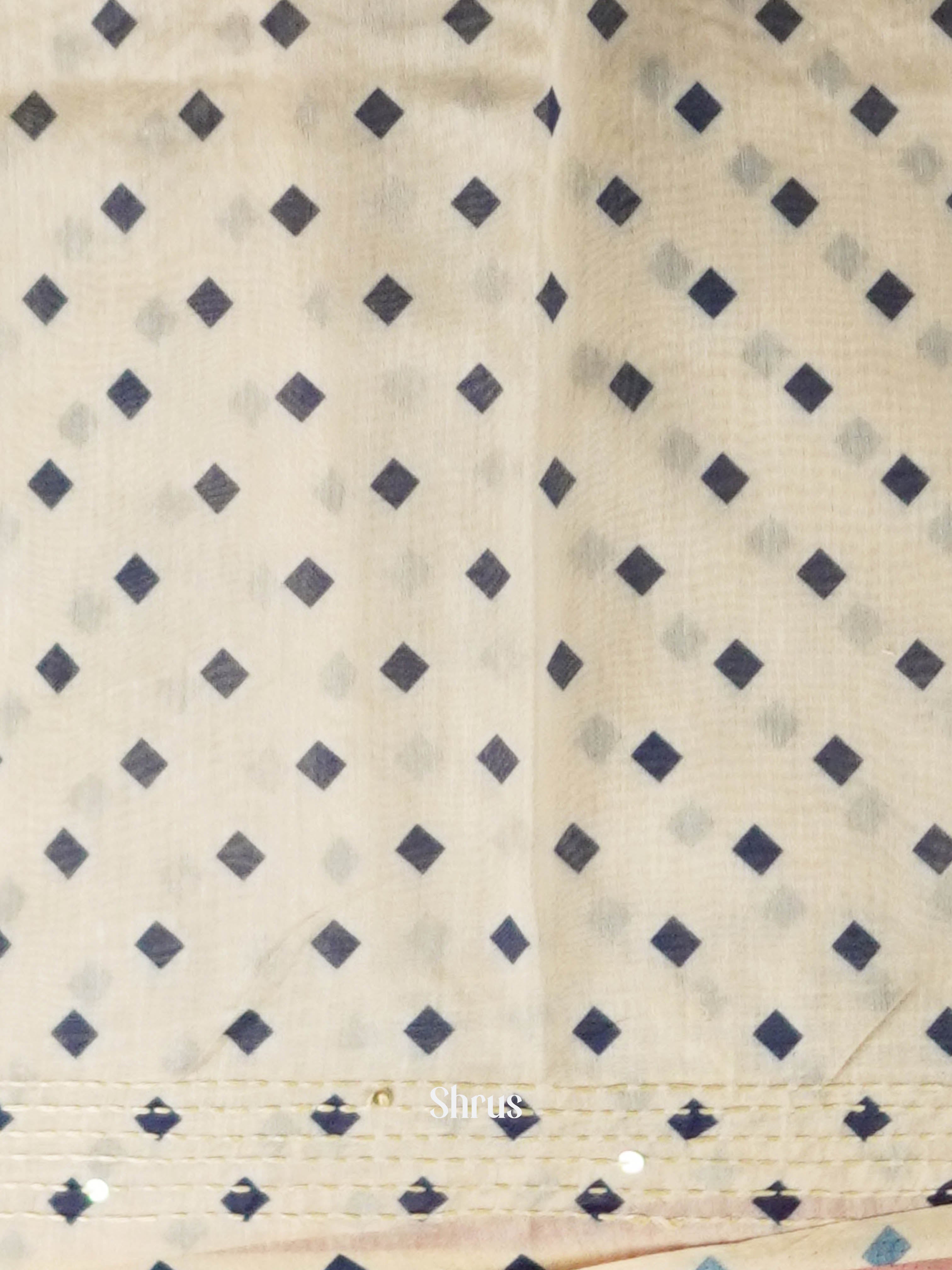 Cream & Red - Semi Kantha Saree - Shop on ShrusEternity.com