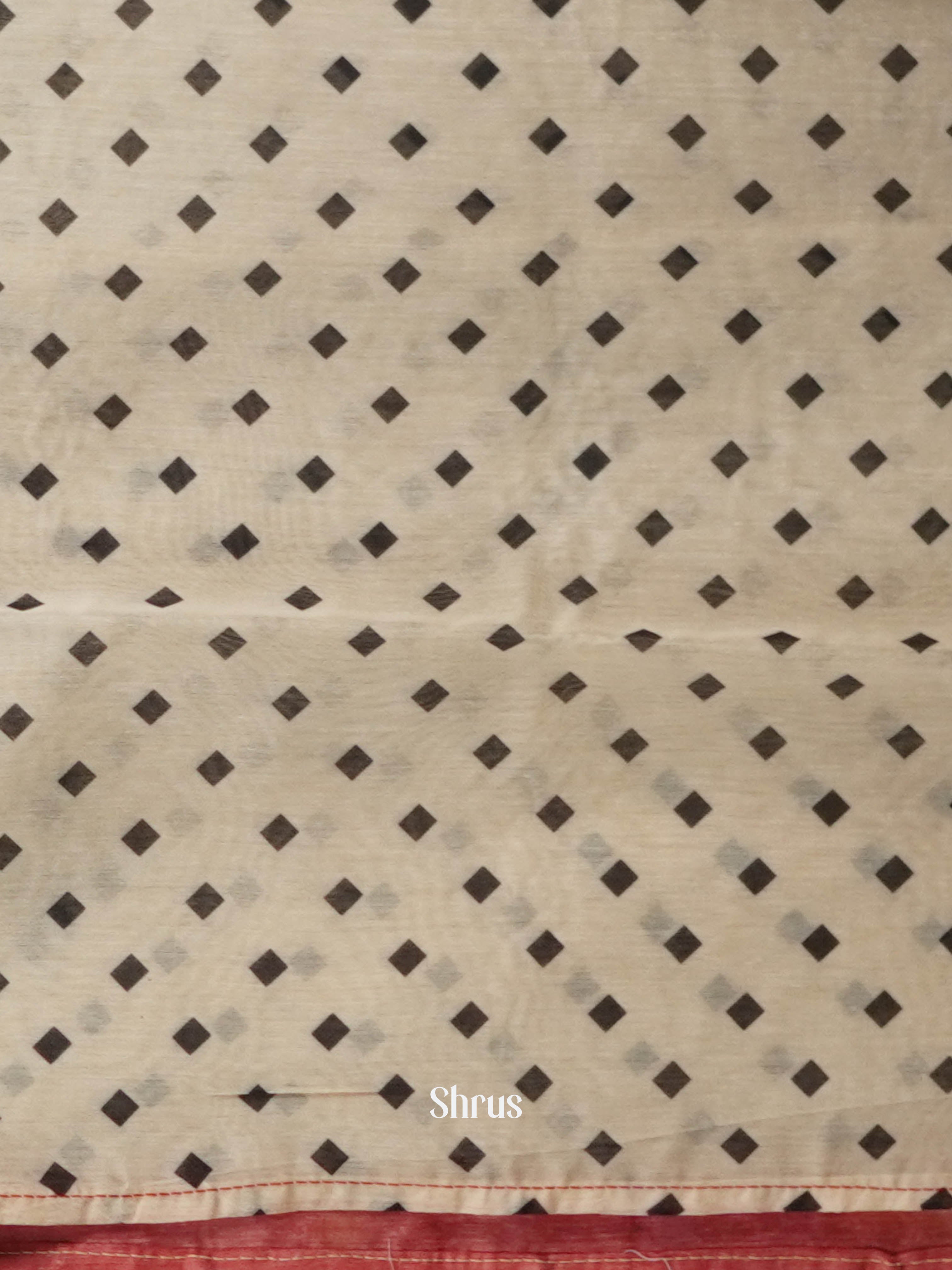 Cream & Black - Semi Kantha Saree - Shop on ShrusEternity.com