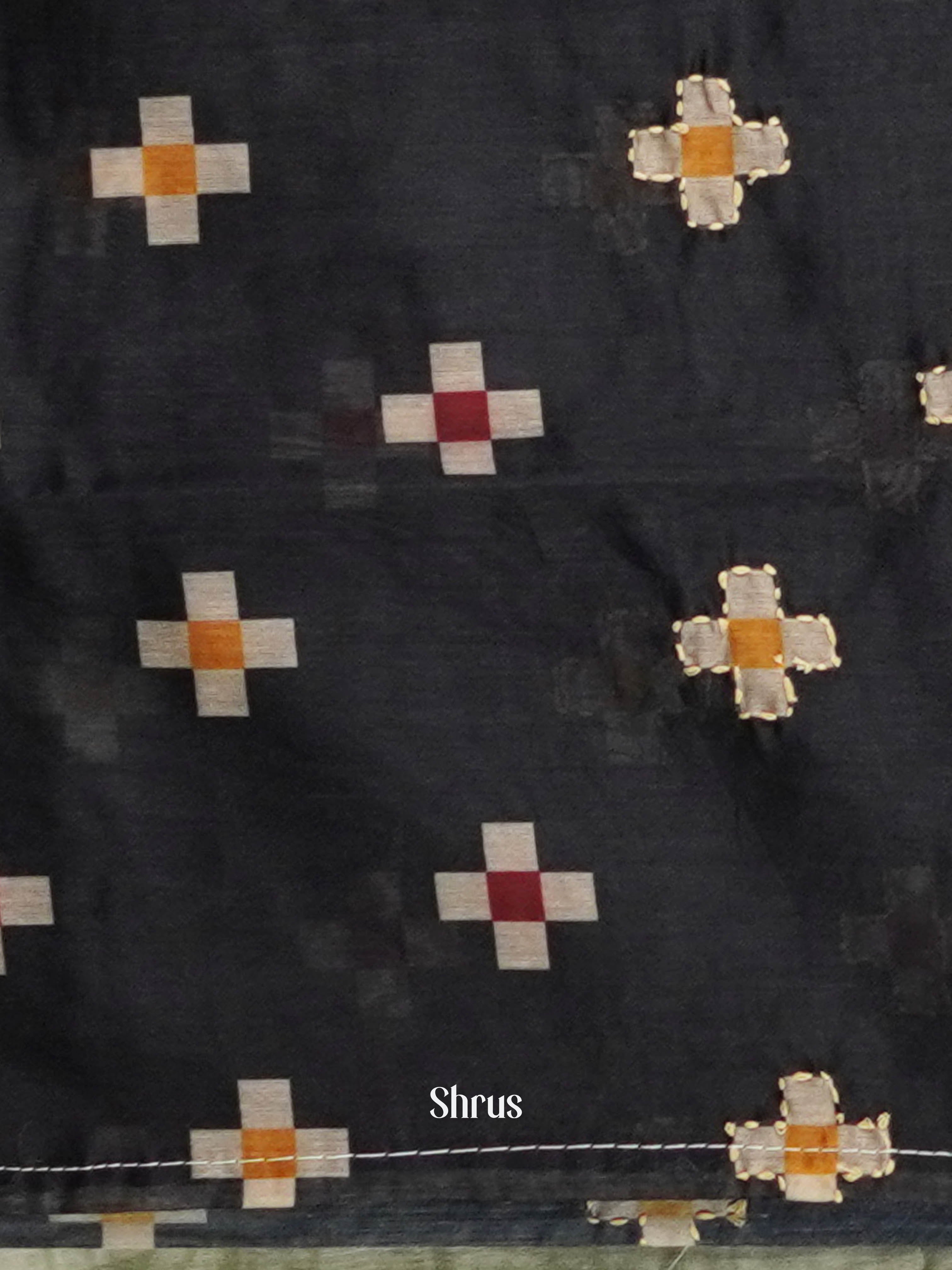 Black & Green - Semi Kantha Saree - Shop on ShrusEternity.com