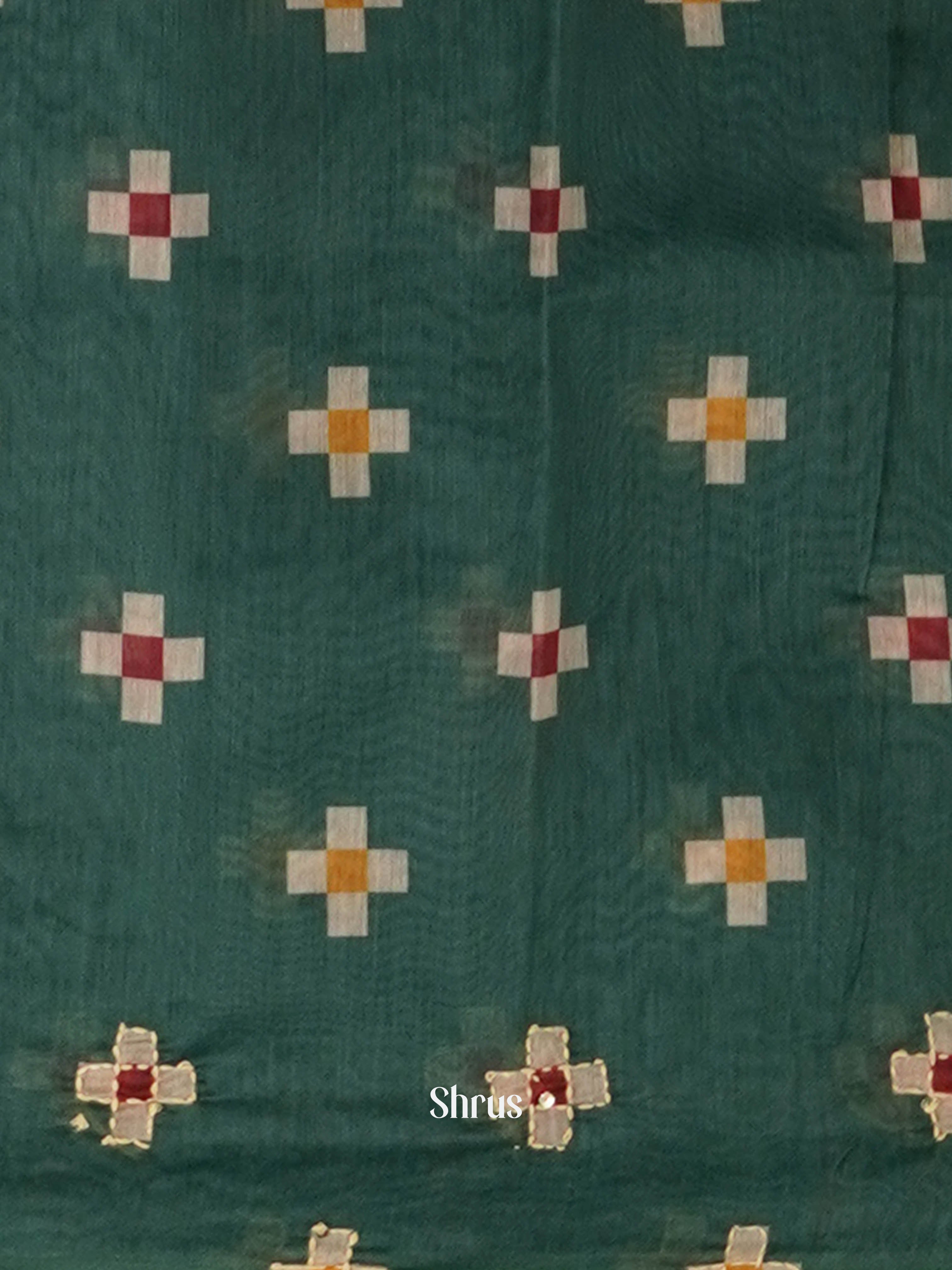 Green - Semi Kantha Saree - Shop on ShrusEternity.com